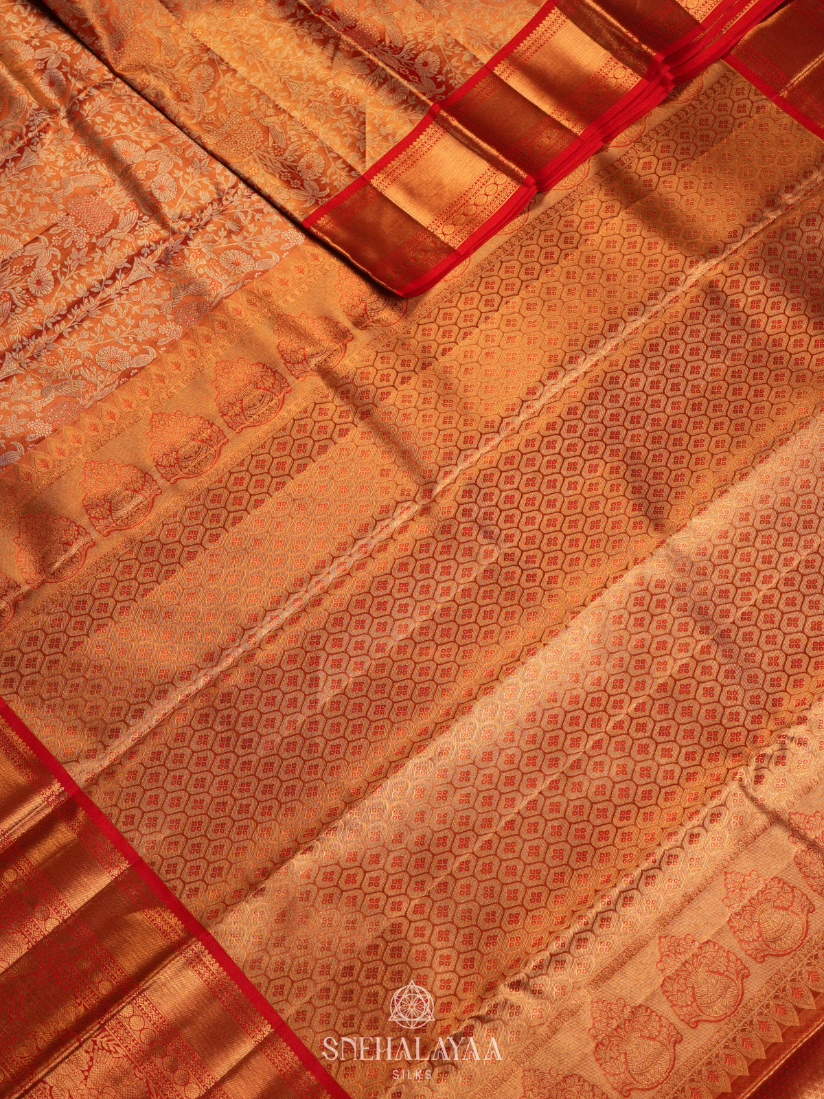 Golden Kanjivaram Silk Saree