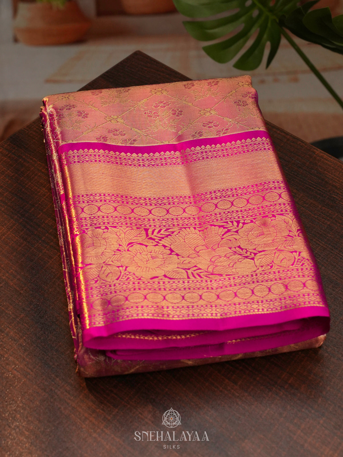Rose Pink Kanjivaram Silk Saree