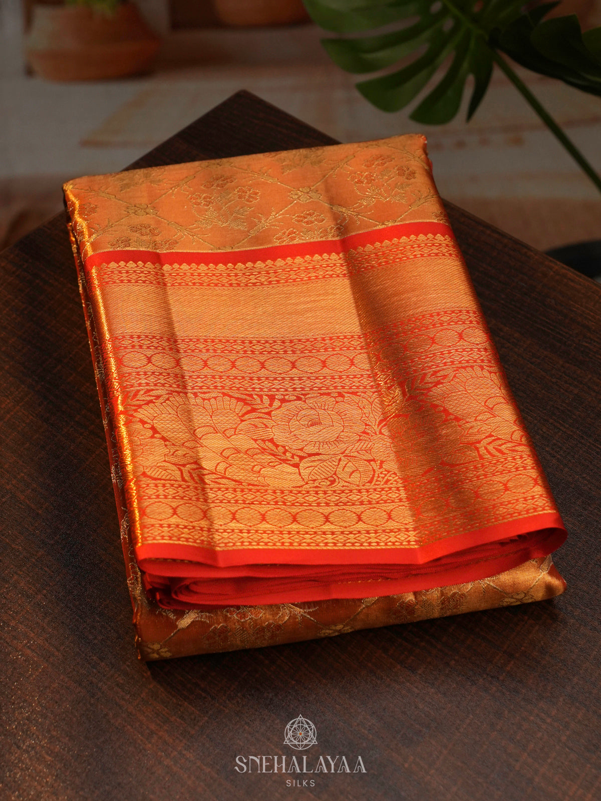 Golden Kanjivaram Silk Saree