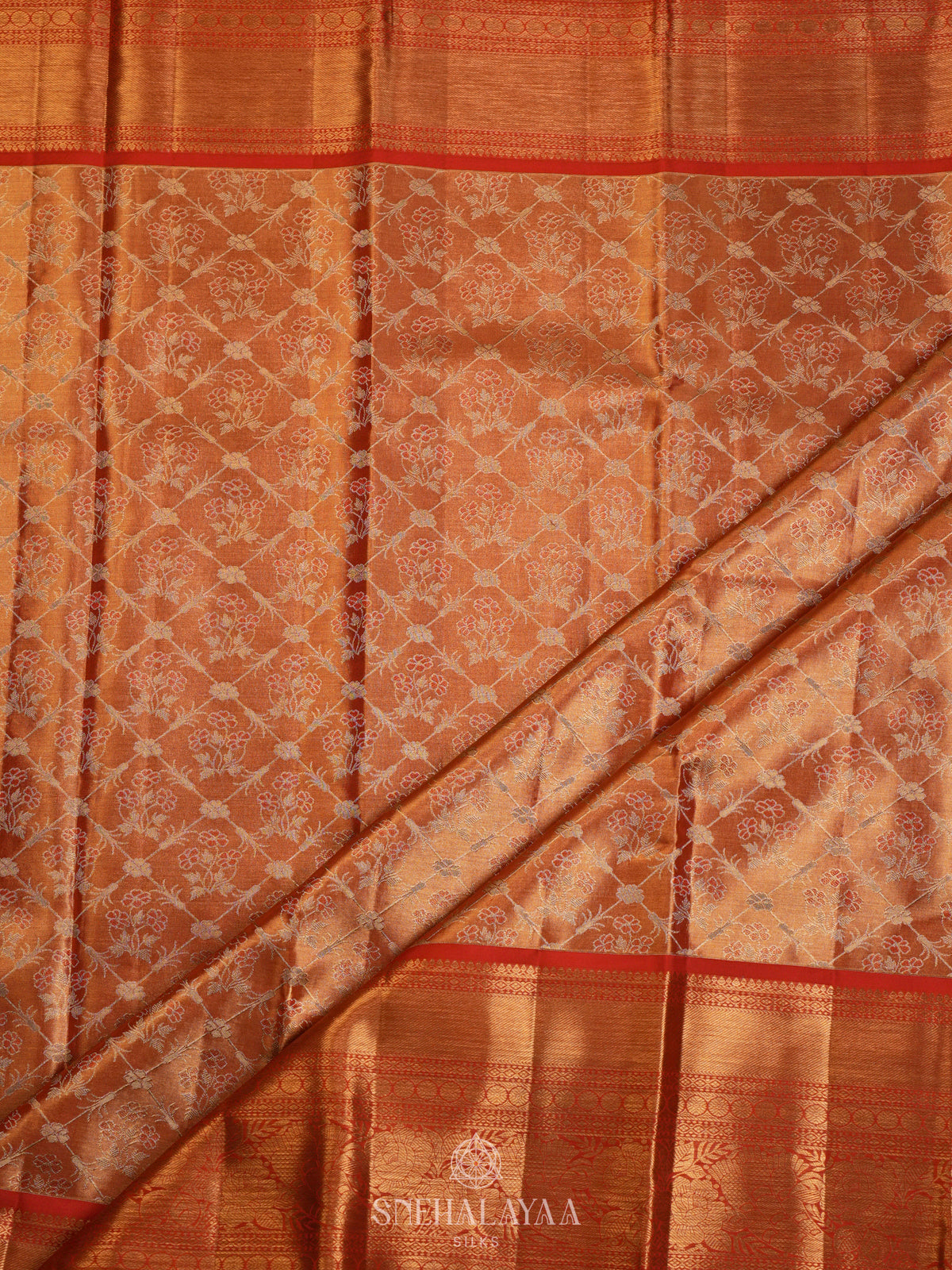 Golden Kanjivaram Silk Saree