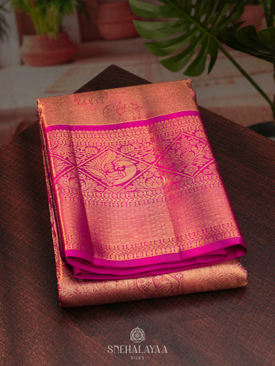Rose Pink Kanjivaram Silk Saree