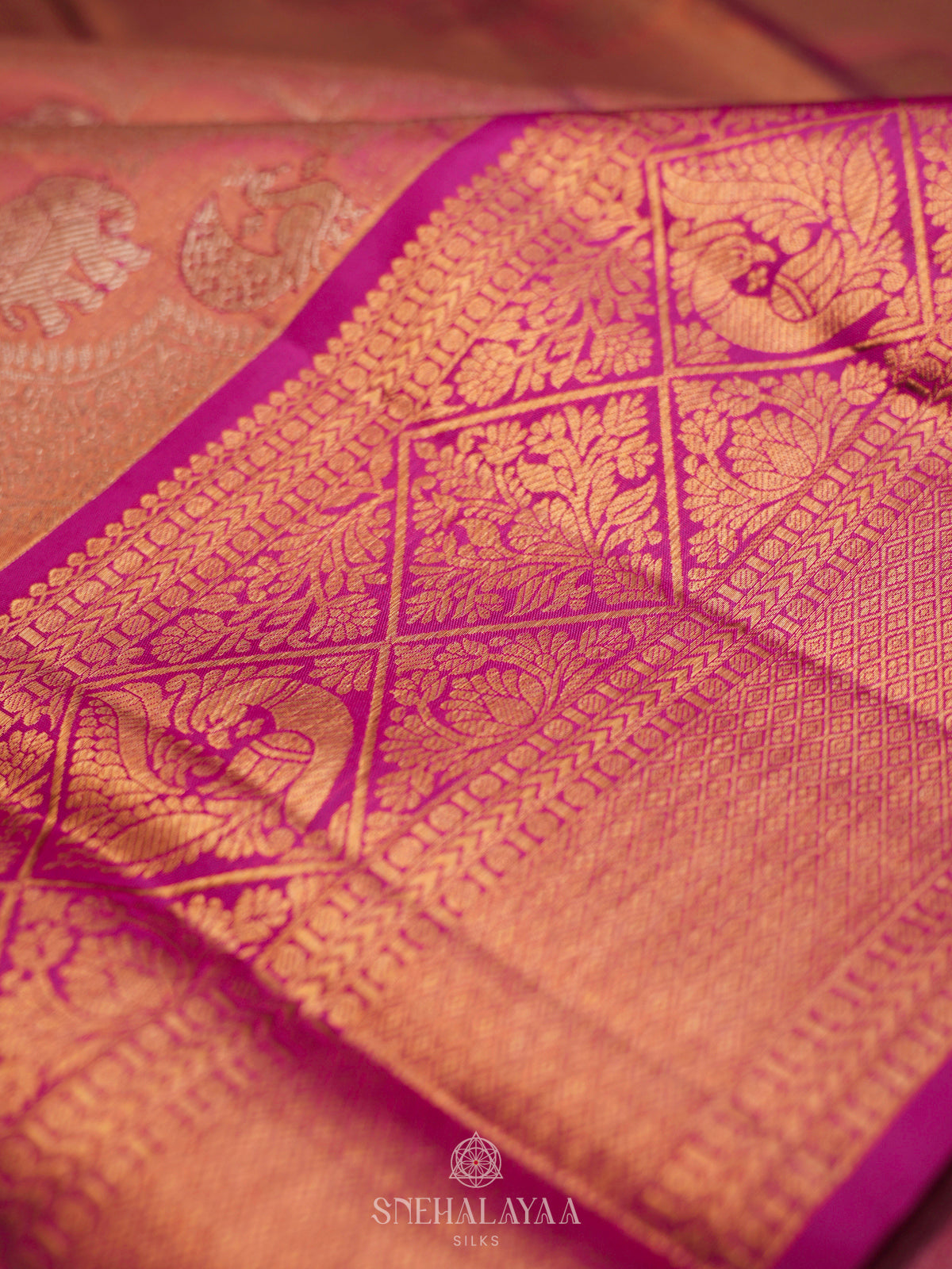 Rose Pink Kanjivaram Silk Saree