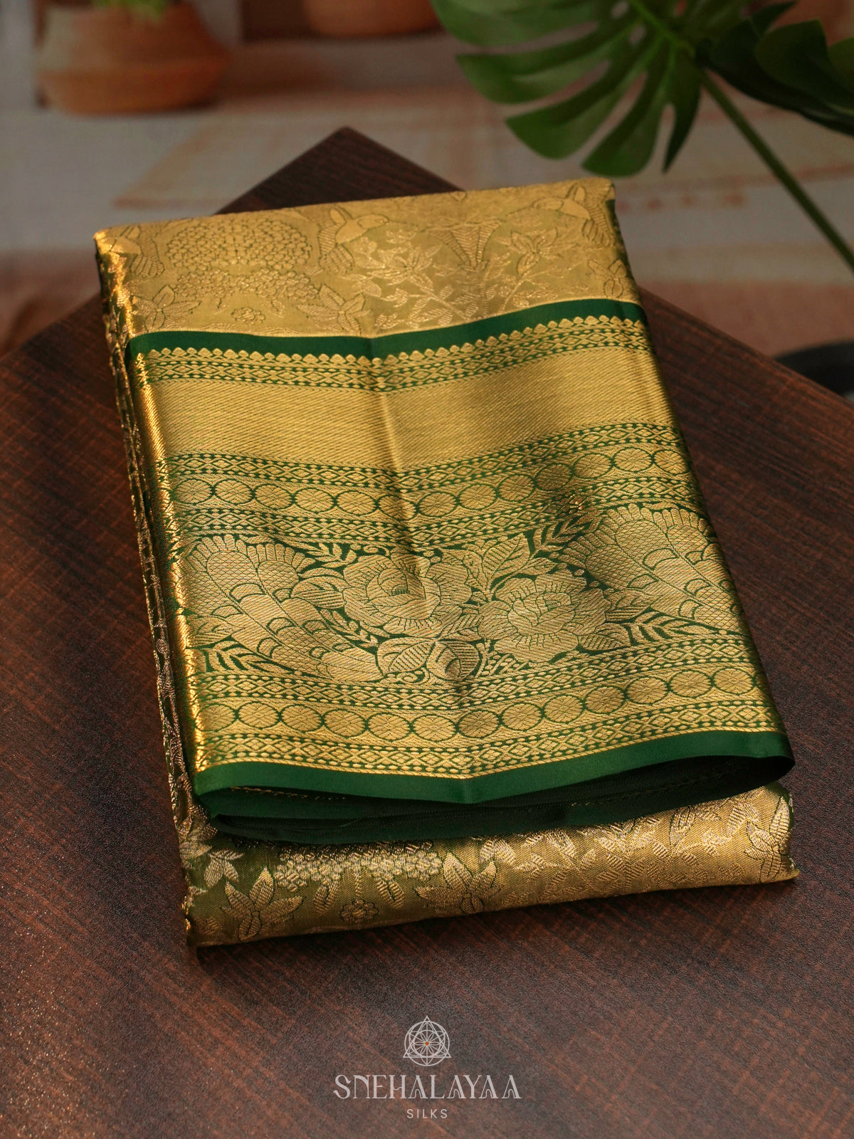 Golden Kanjivaram Silk Saree
