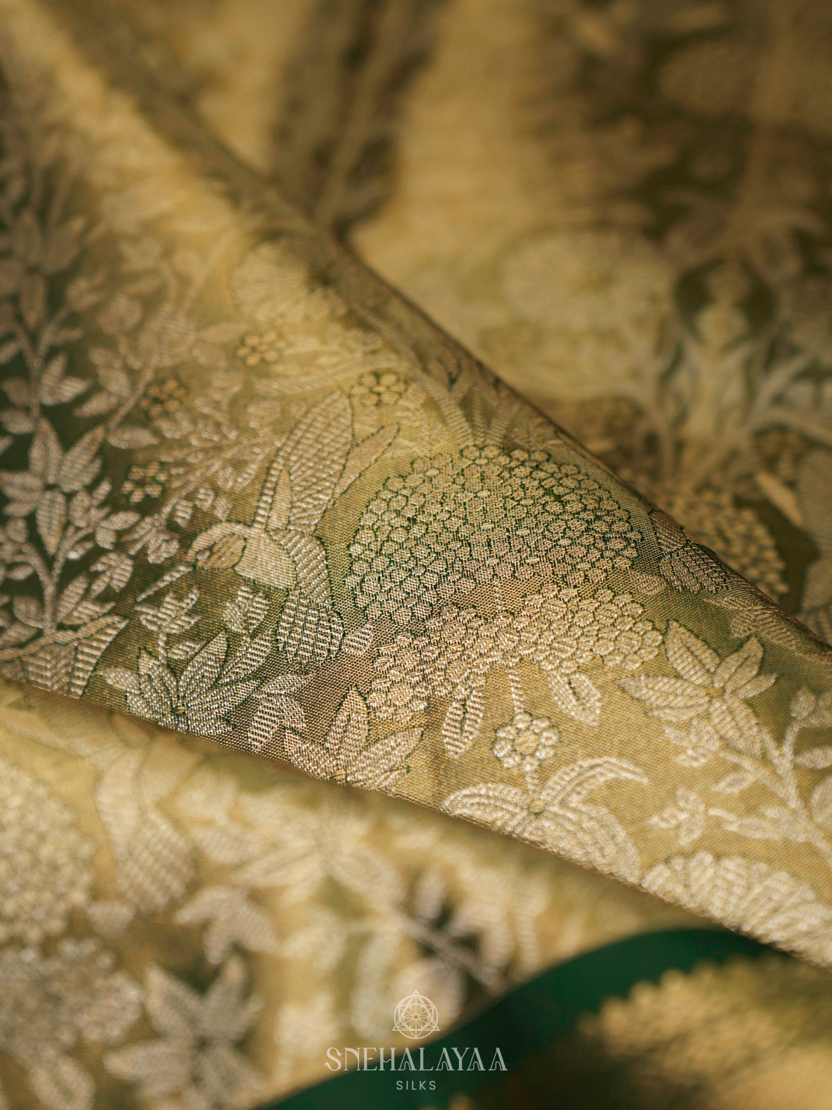 Golden Kanjivaram Silk Saree