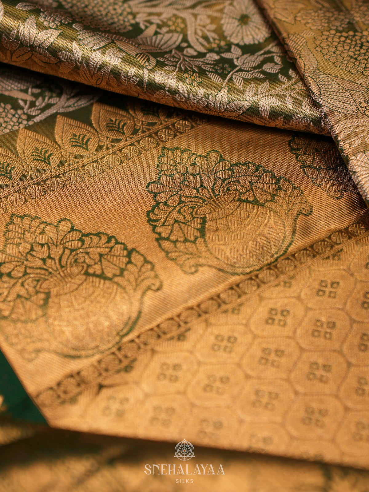 Golden Kanjivaram Silk Saree