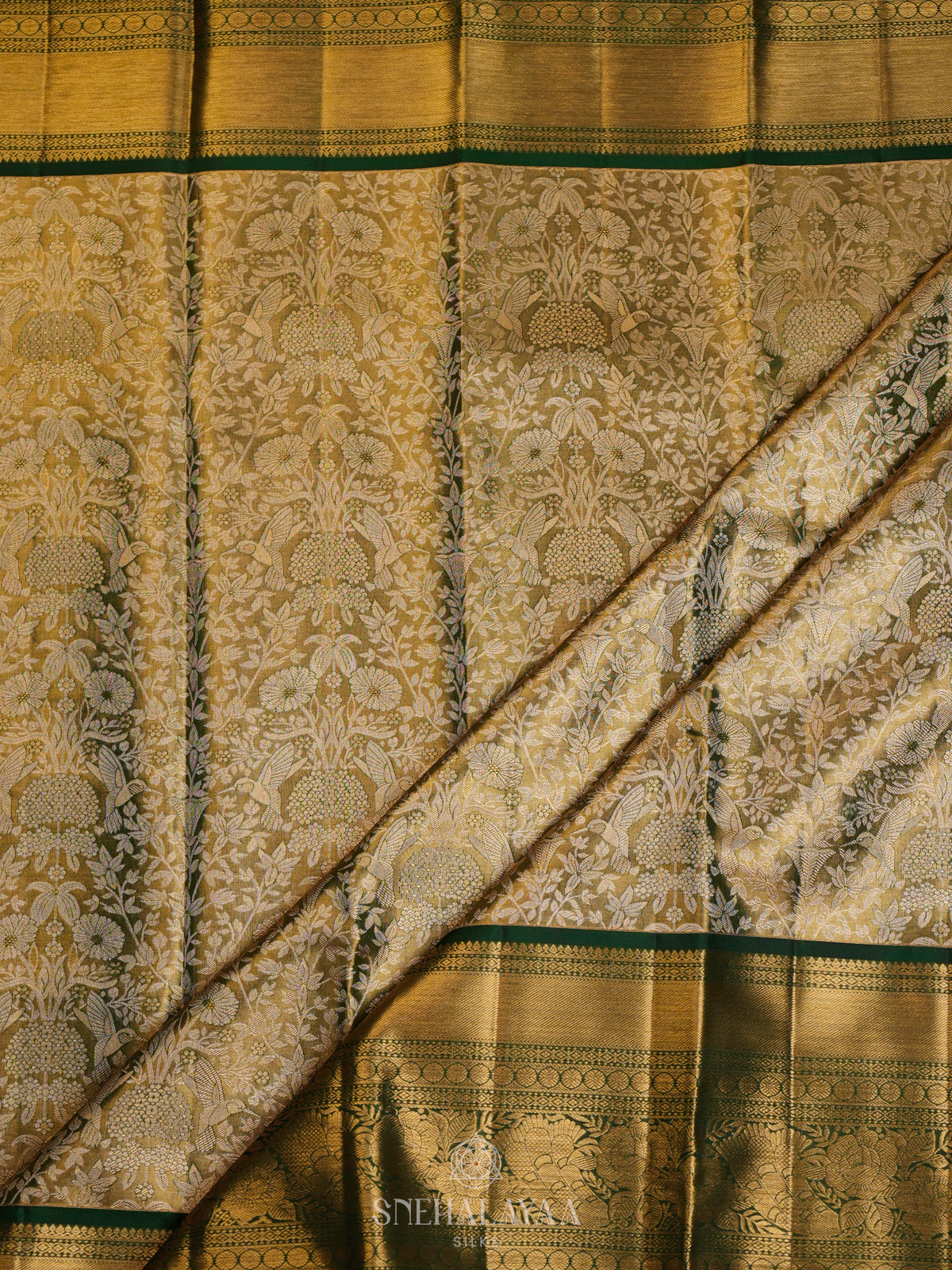 Golden Kanjivaram Silk Saree