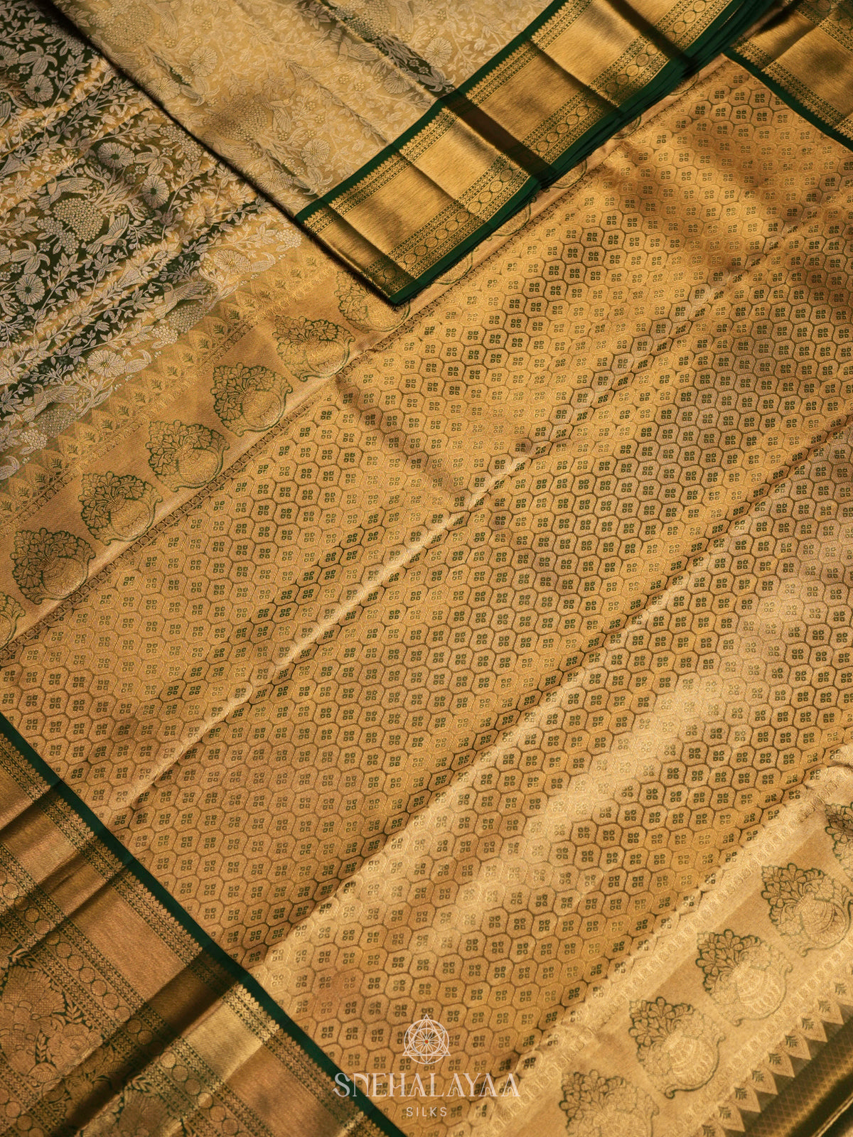 Golden Kanjivaram Silk Saree