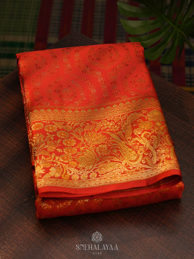 Orange Kanjivaram Silk Saree