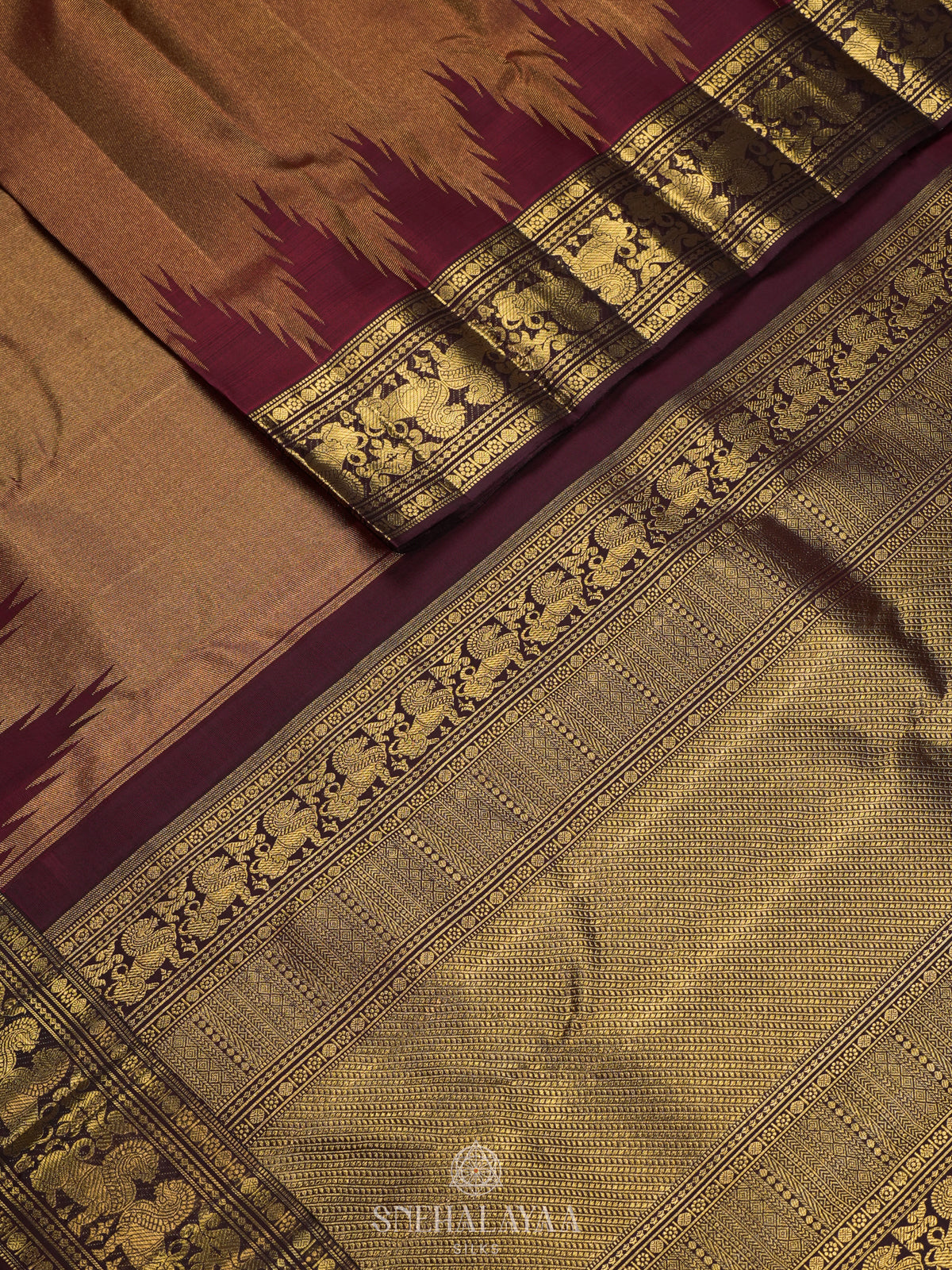Brown Kanjivaram Silk Saree