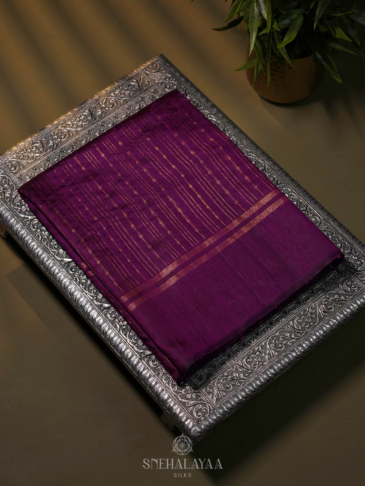 Magenta Dupion Silk Saree