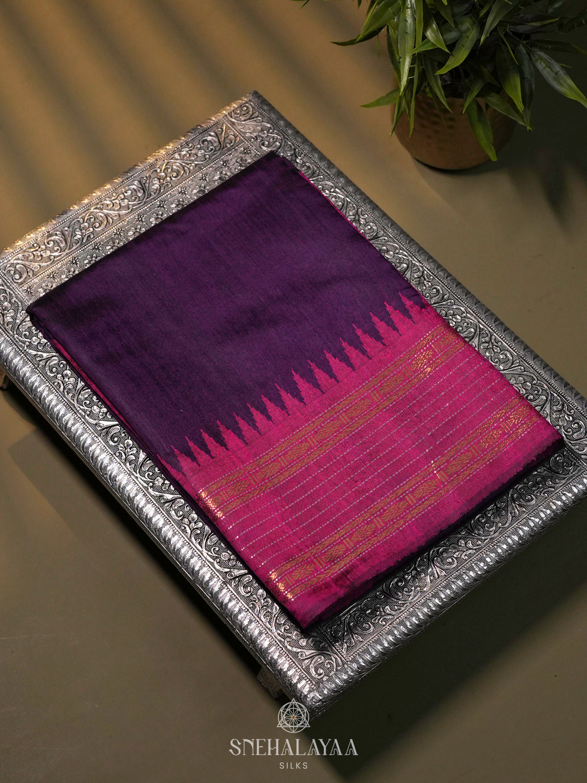 Purple Dupion Silk Saree