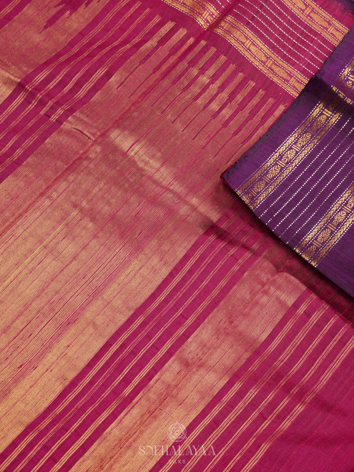 Purple Dupion Silk Saree