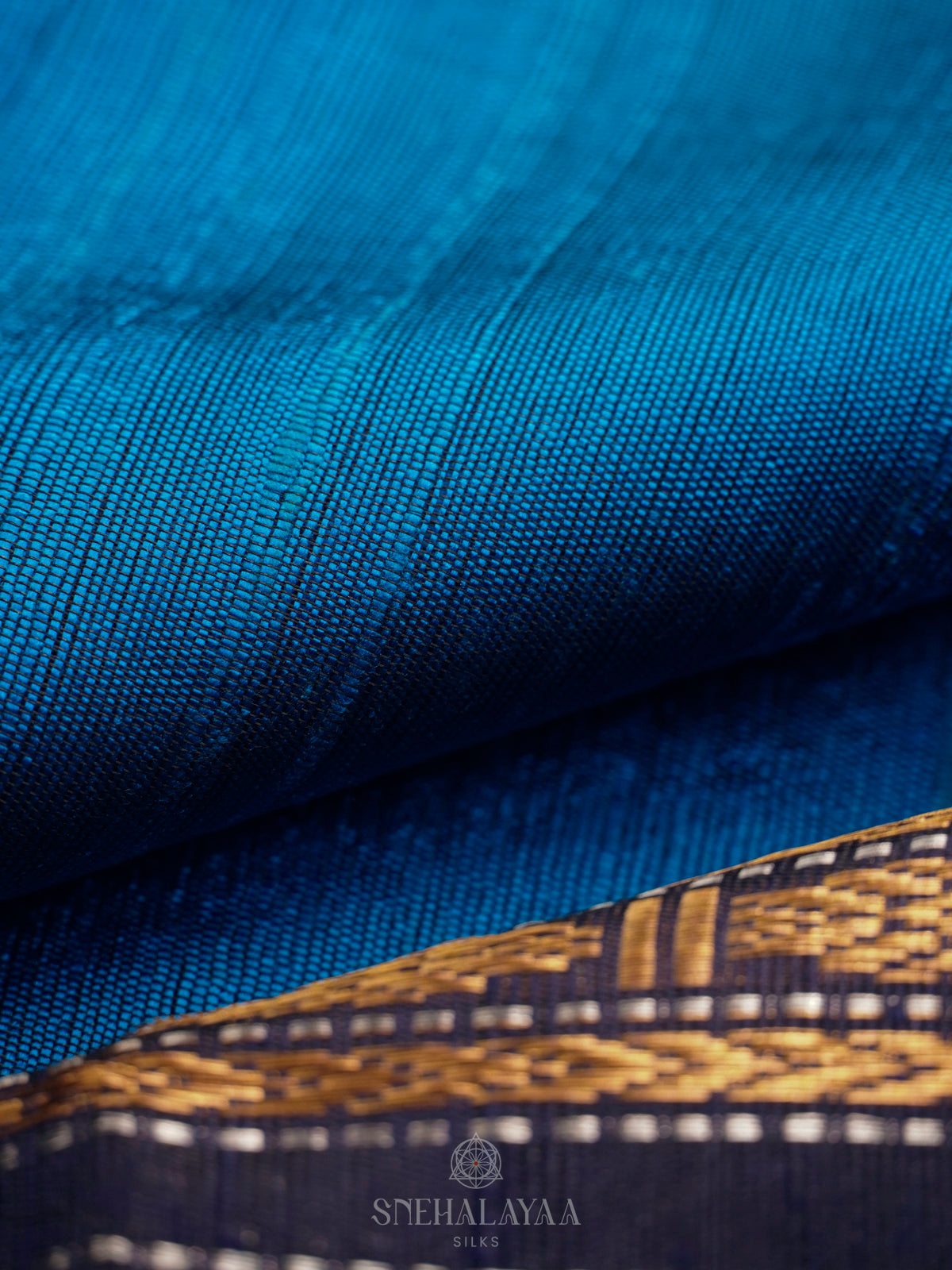 Peacock Blue Dupion Silk Saree