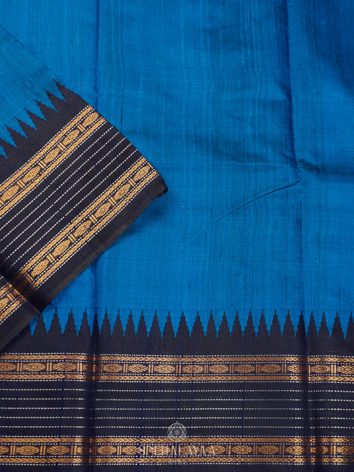 Peacock Blue Dupion Silk Saree