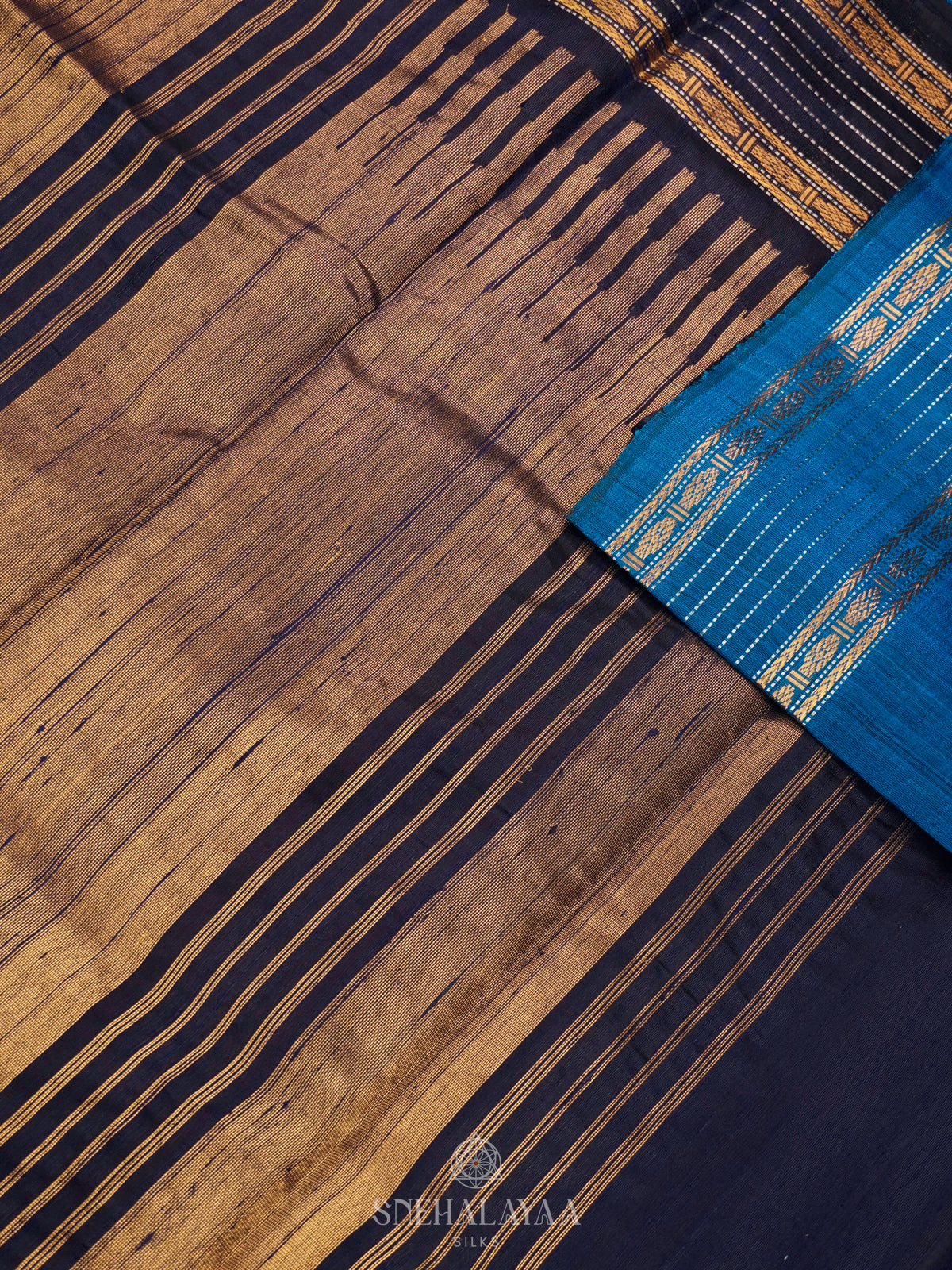 Peacock Blue Dupion Silk Saree