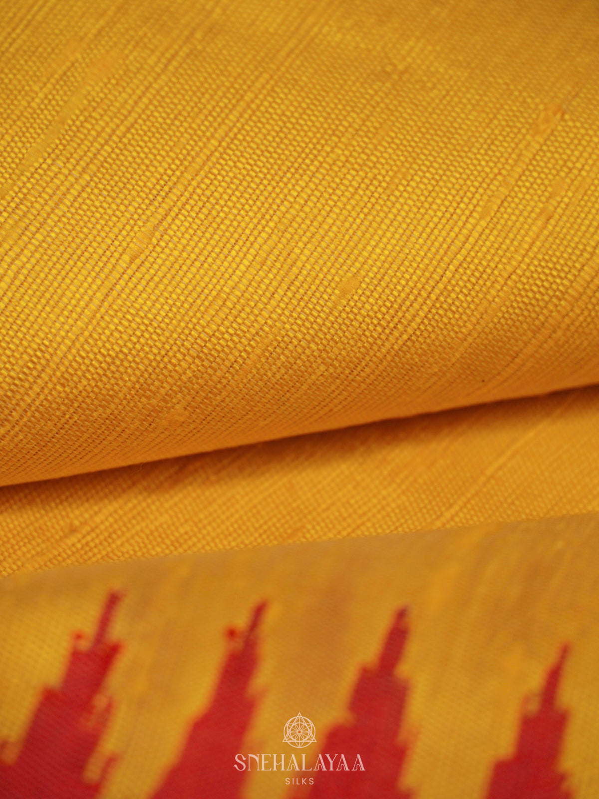 Mango Yellow Dupion Silk Saree