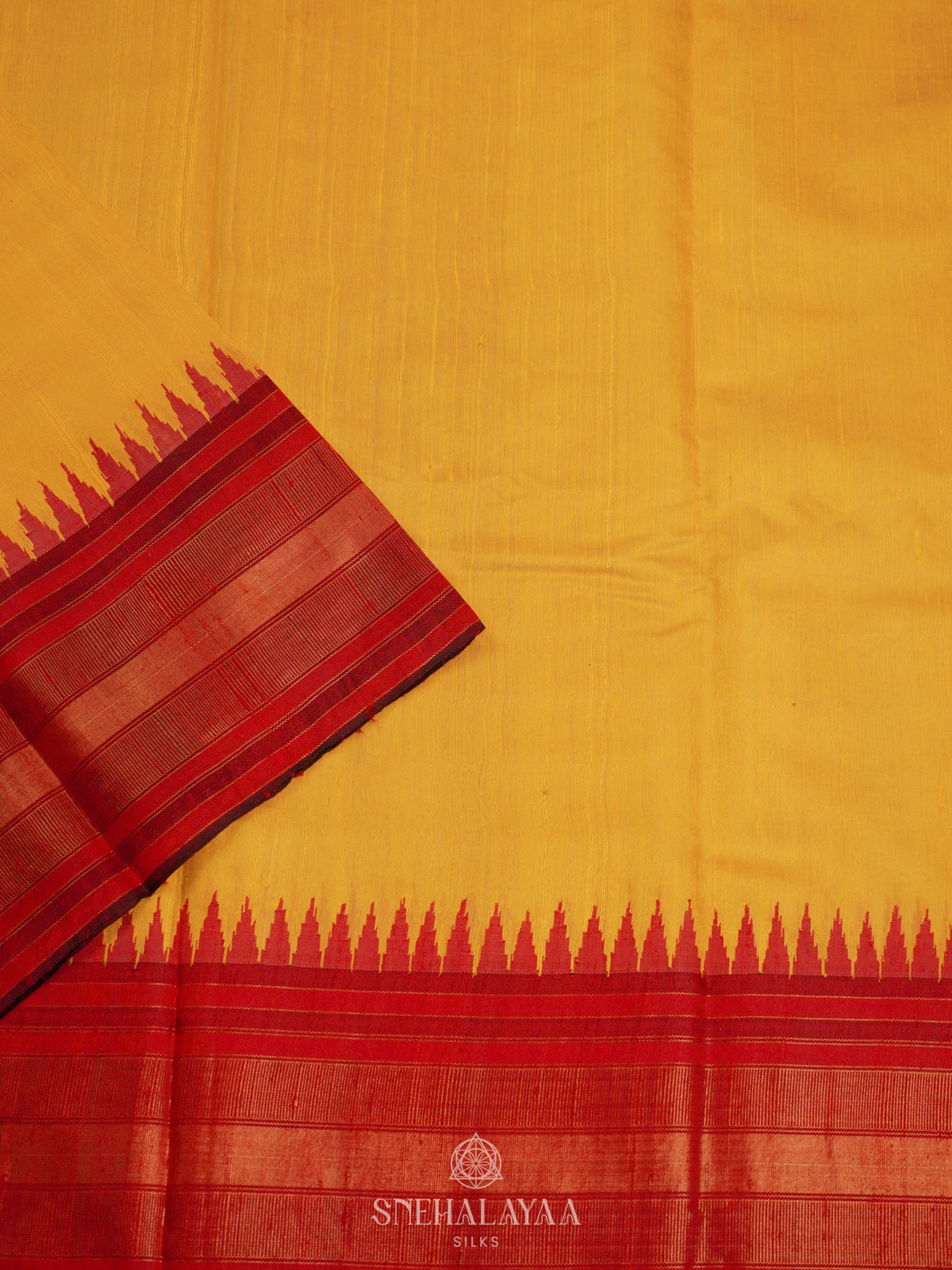 Mango Yellow Dupion Silk Saree