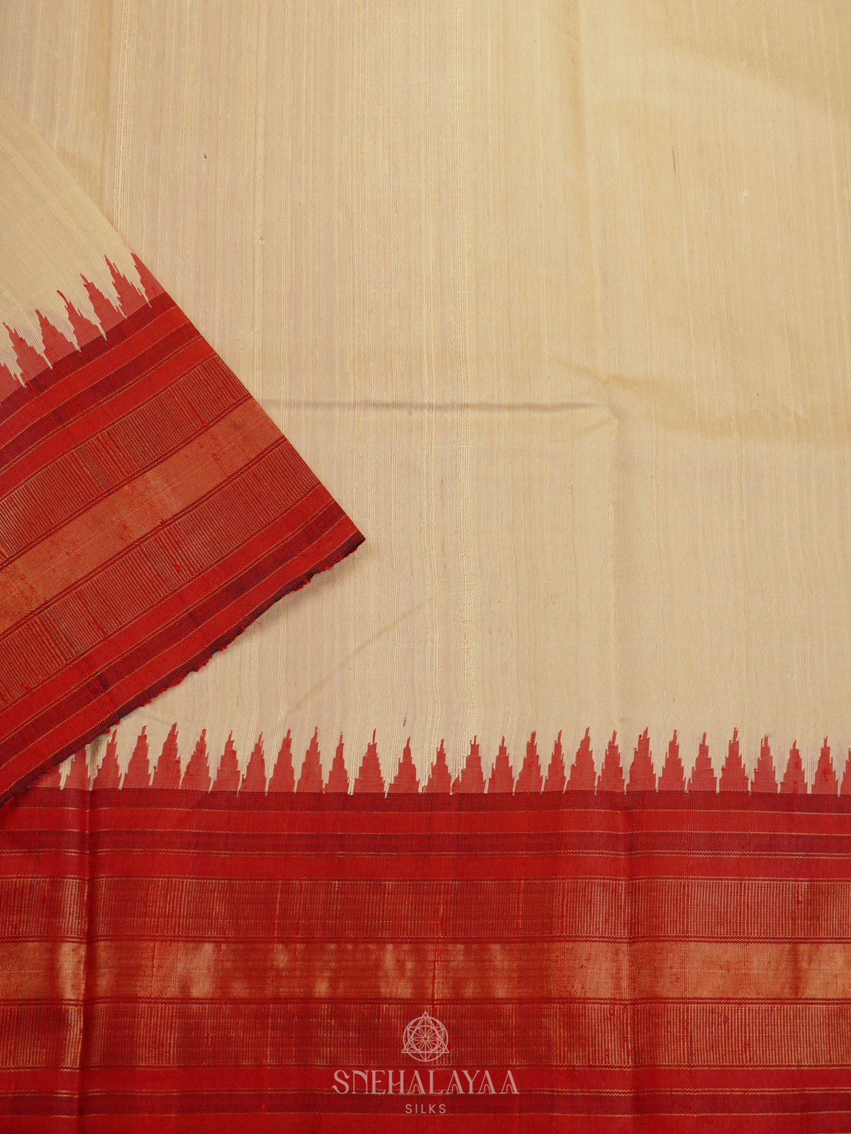 Cream Dupion Silk Saree