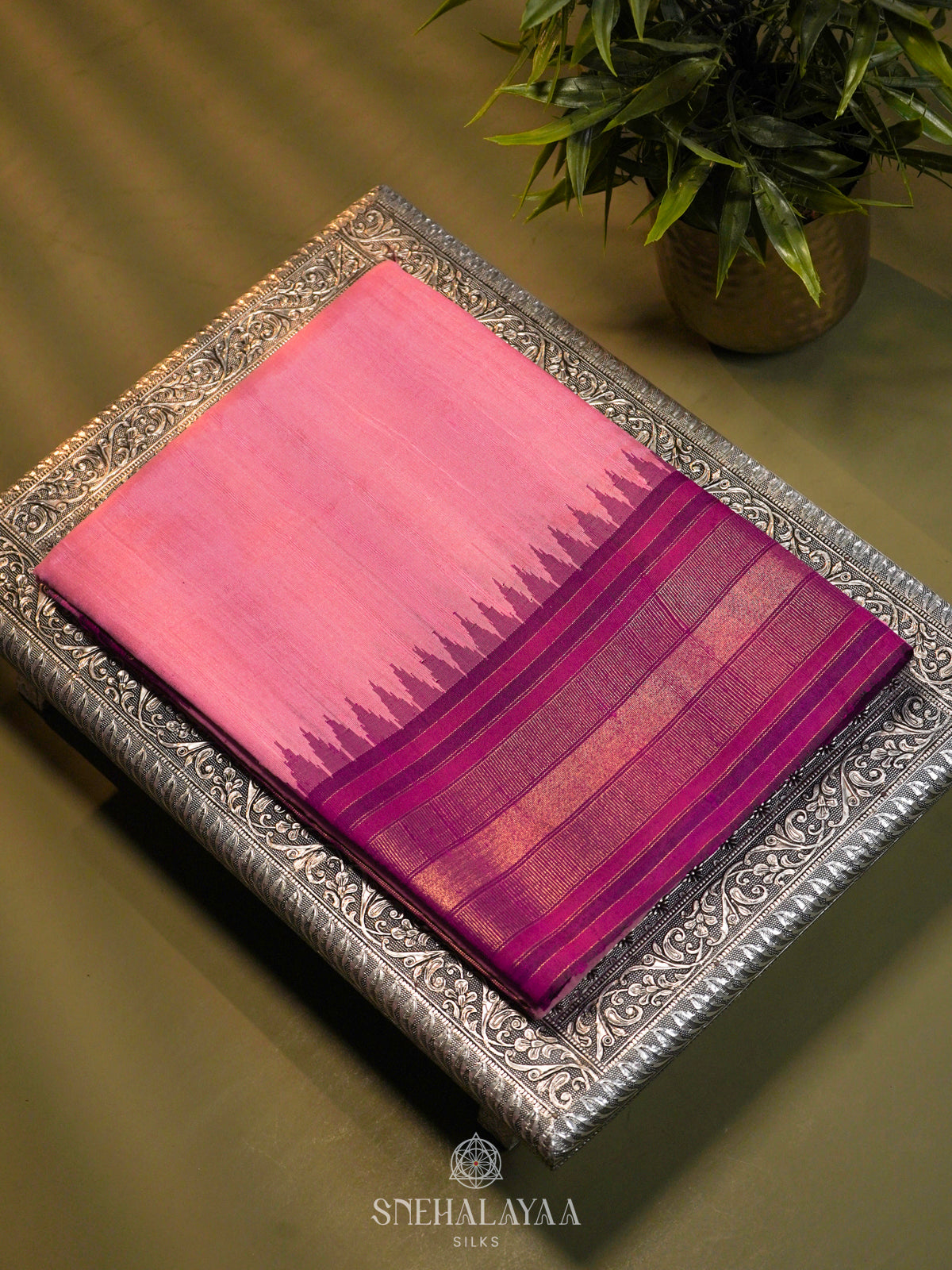 Pink Dupion Silk Saree