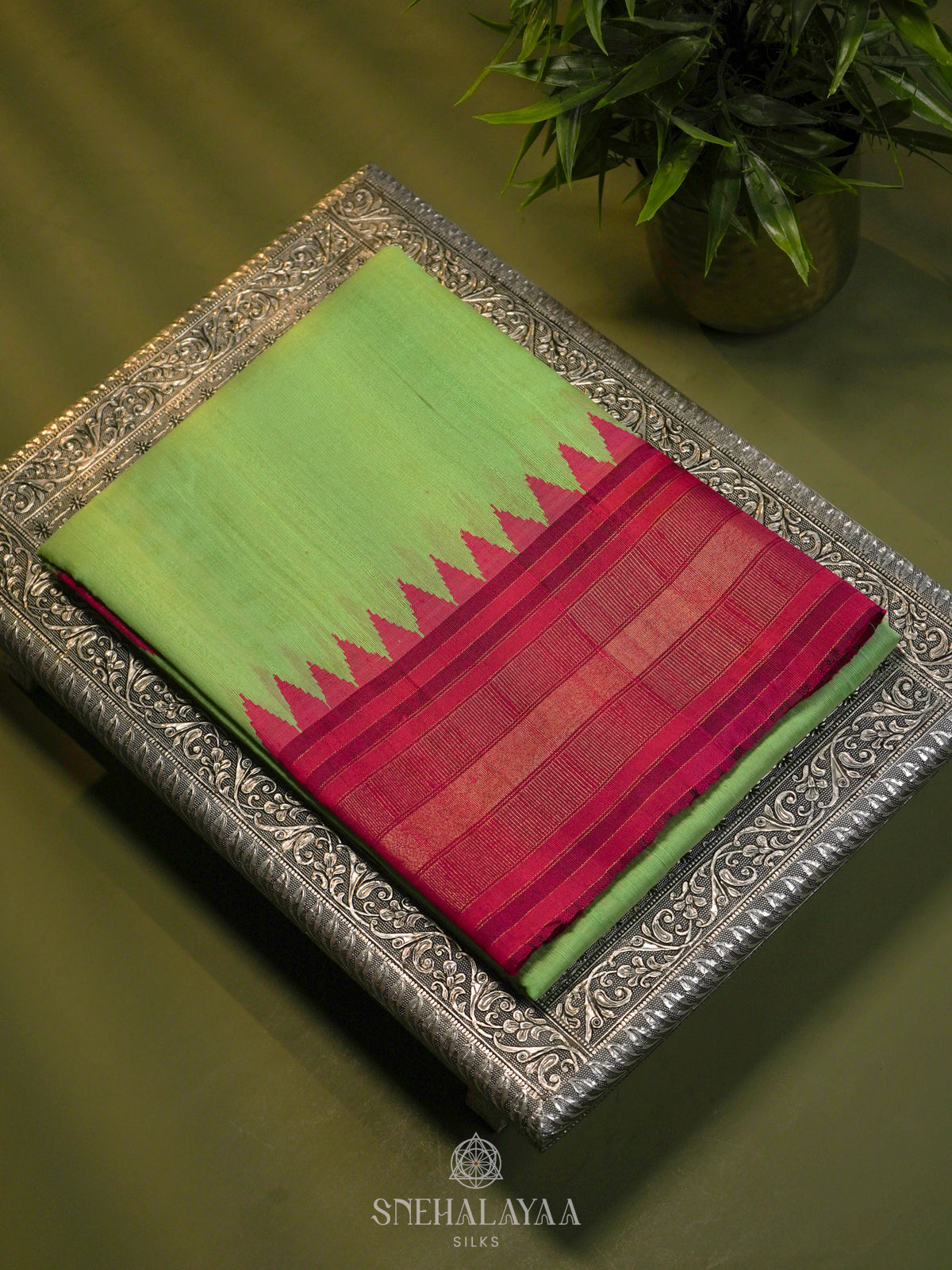 Pista Green Dupion Silk Saree