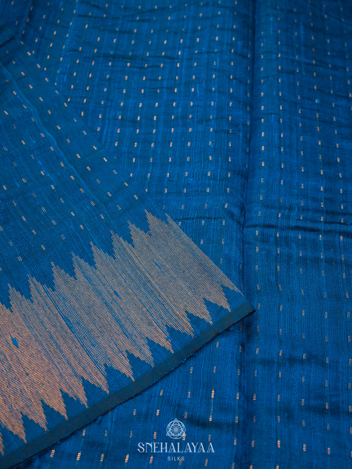 Blue Dupion Silk Saree
