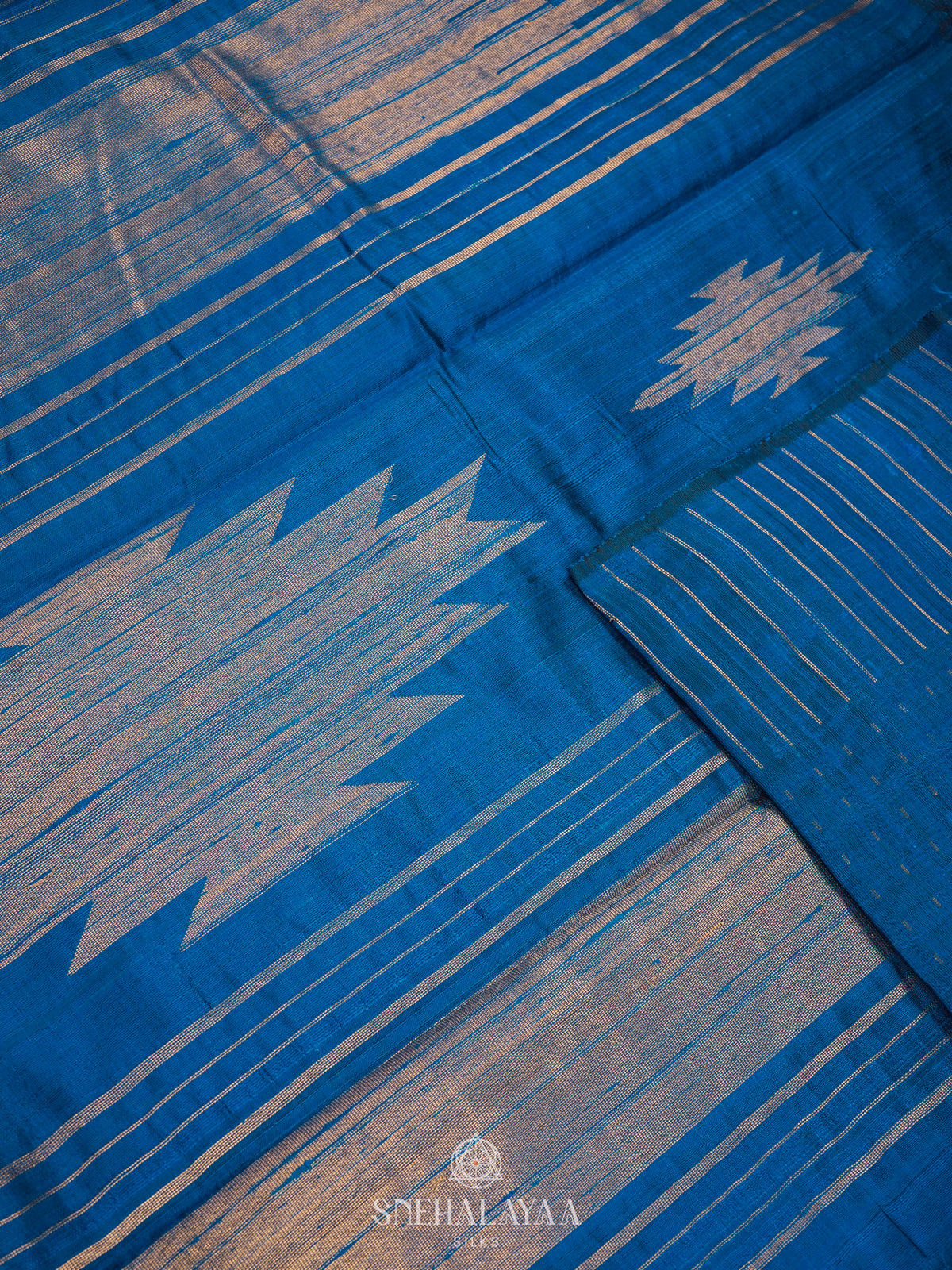 Blue Dupion Silk Saree