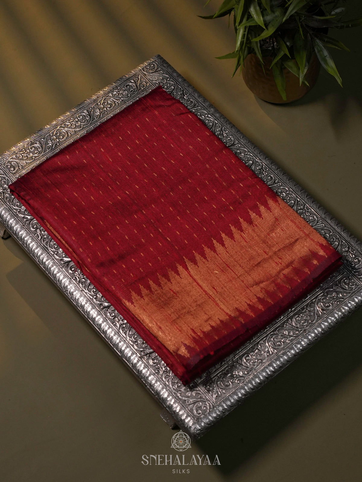 Red Dupion Silk Saree