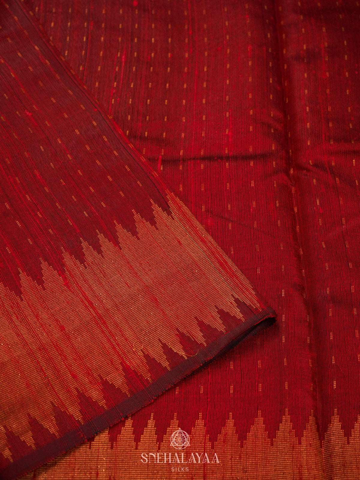Red Dupion Silk Saree