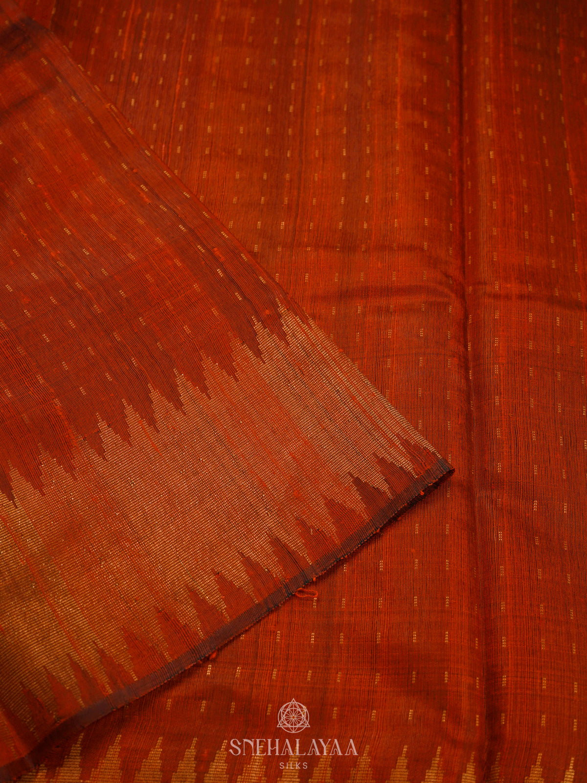 Orange Dupion Silk Saree