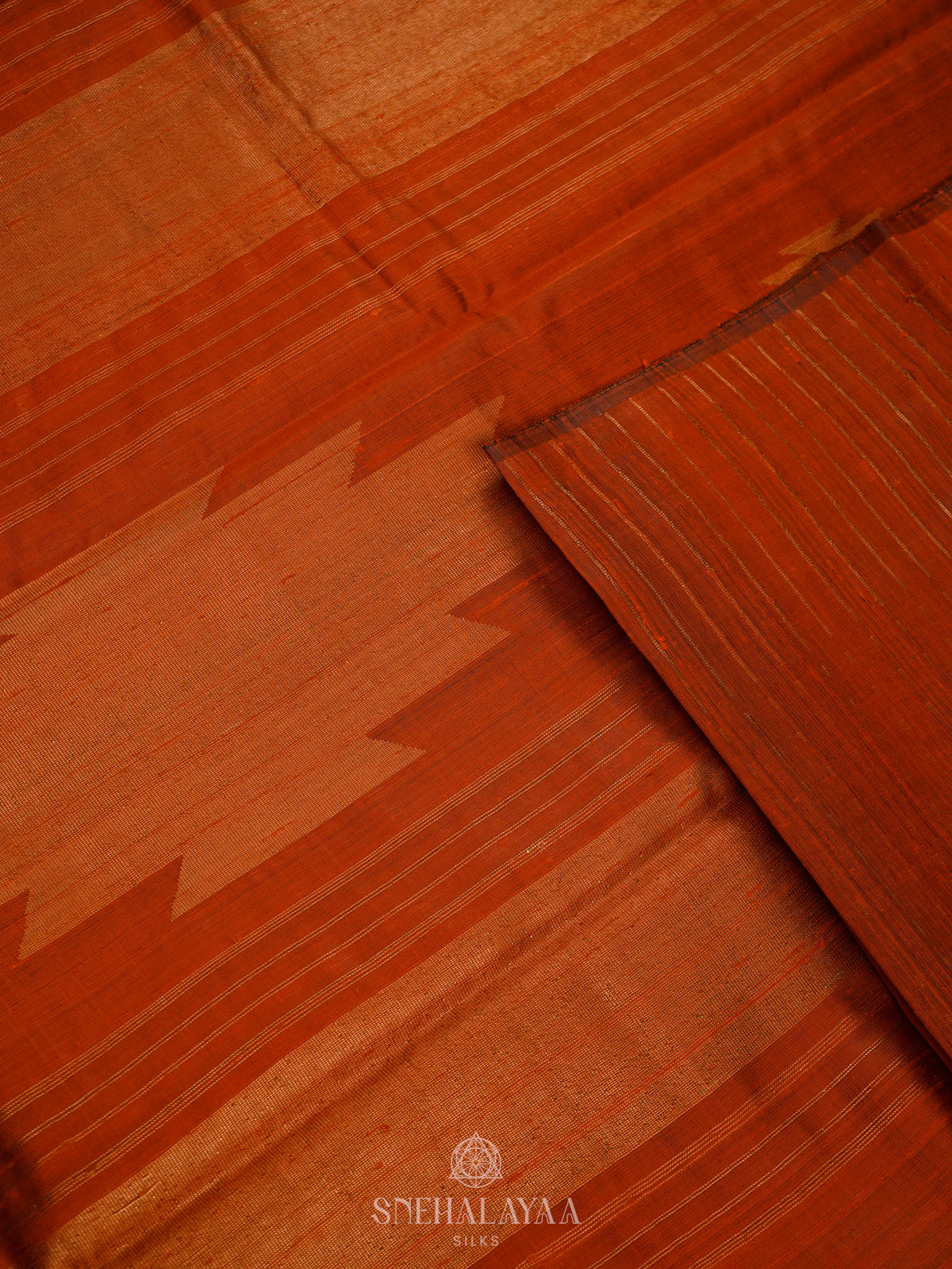 Orange Dupion Silk Saree