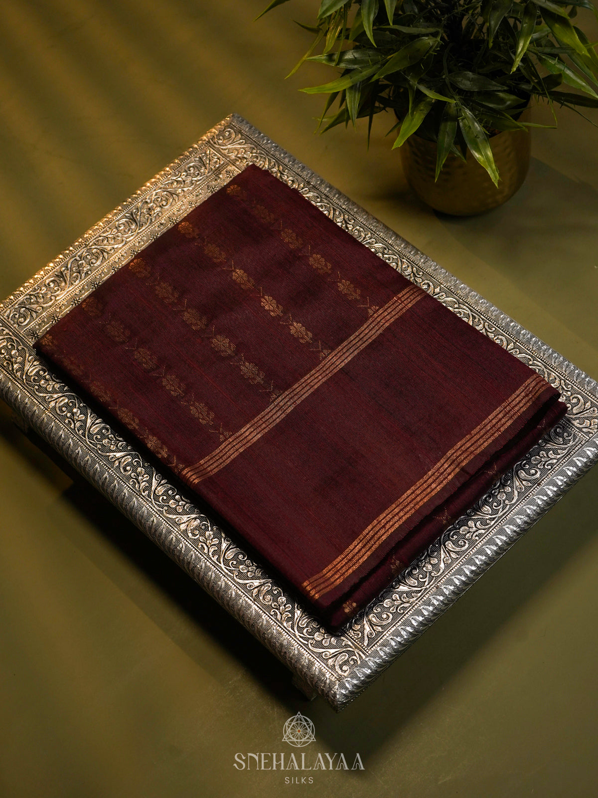 Brown Dupion Silk Saree