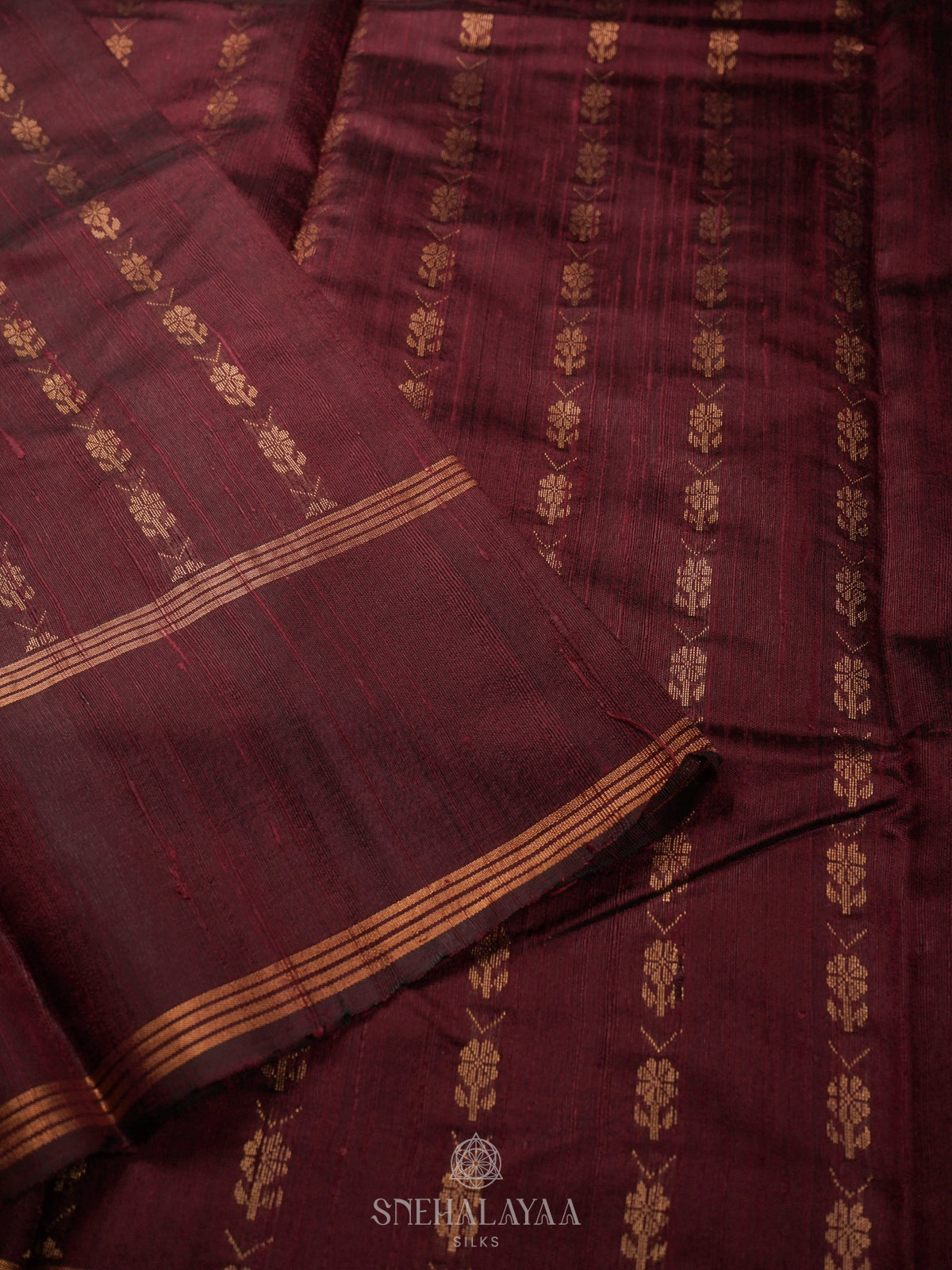 Brown Dupion Silk Saree