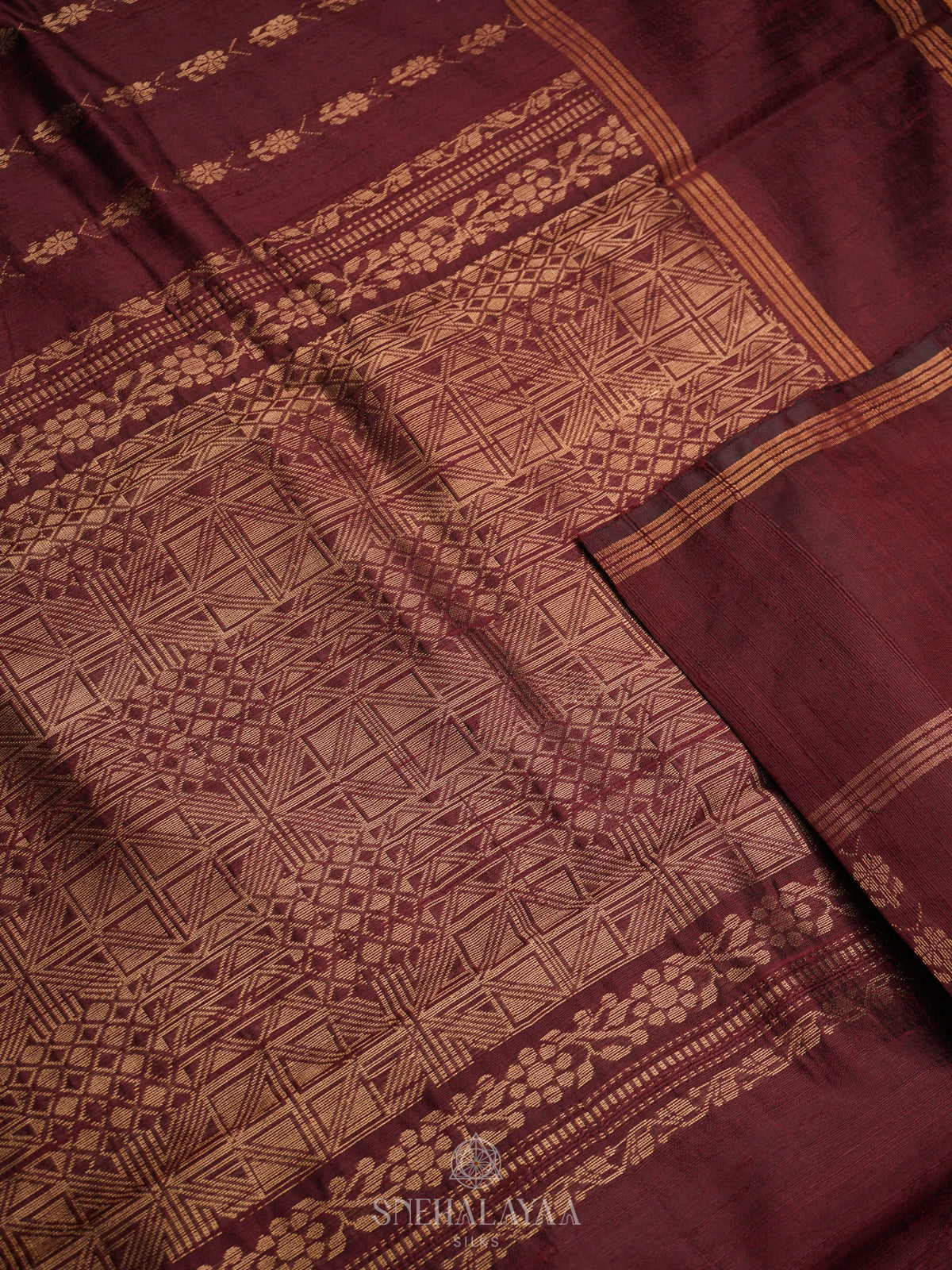 Brown Dupion Silk Saree