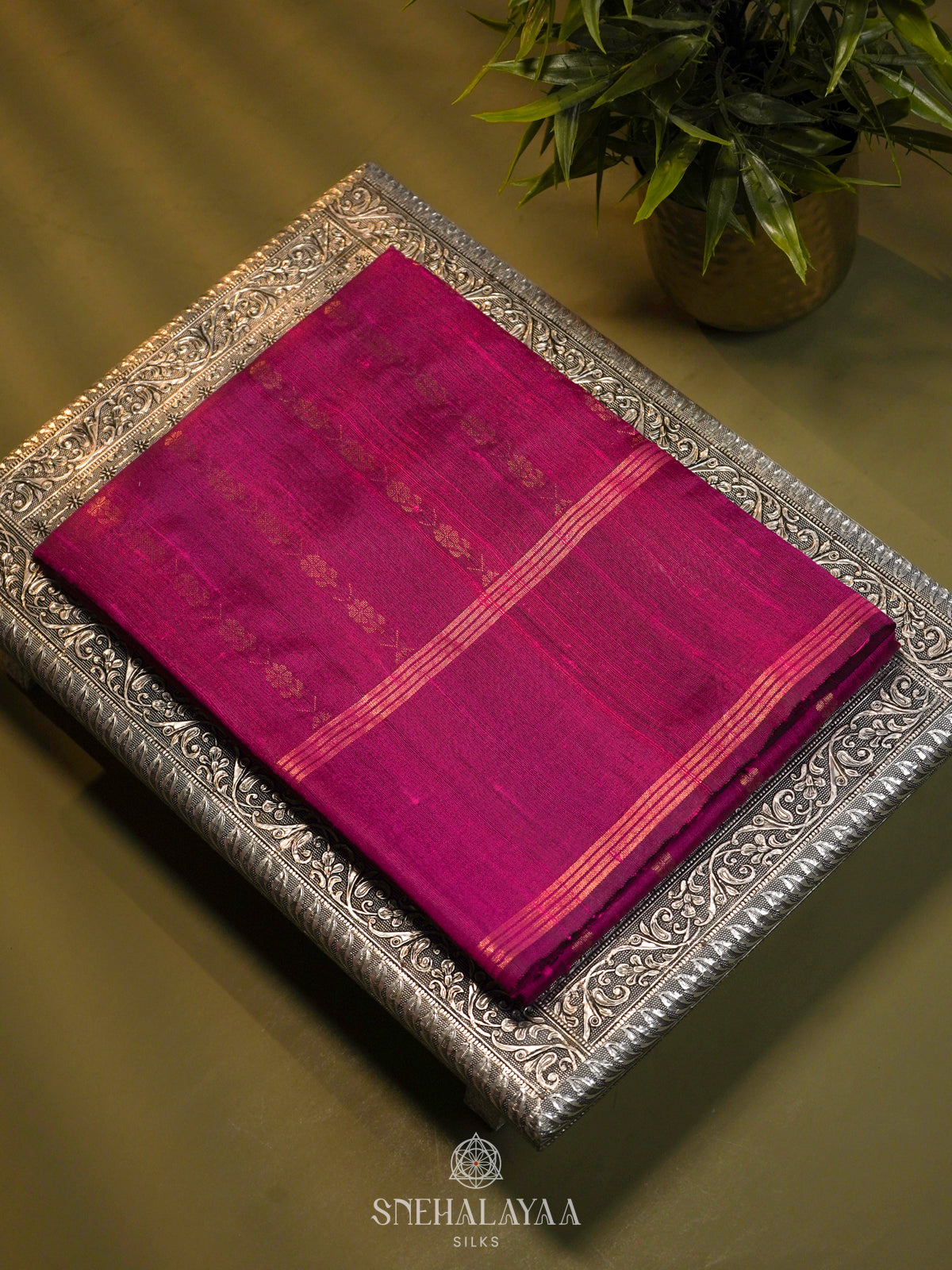 Magenta Dupion Silk Saree