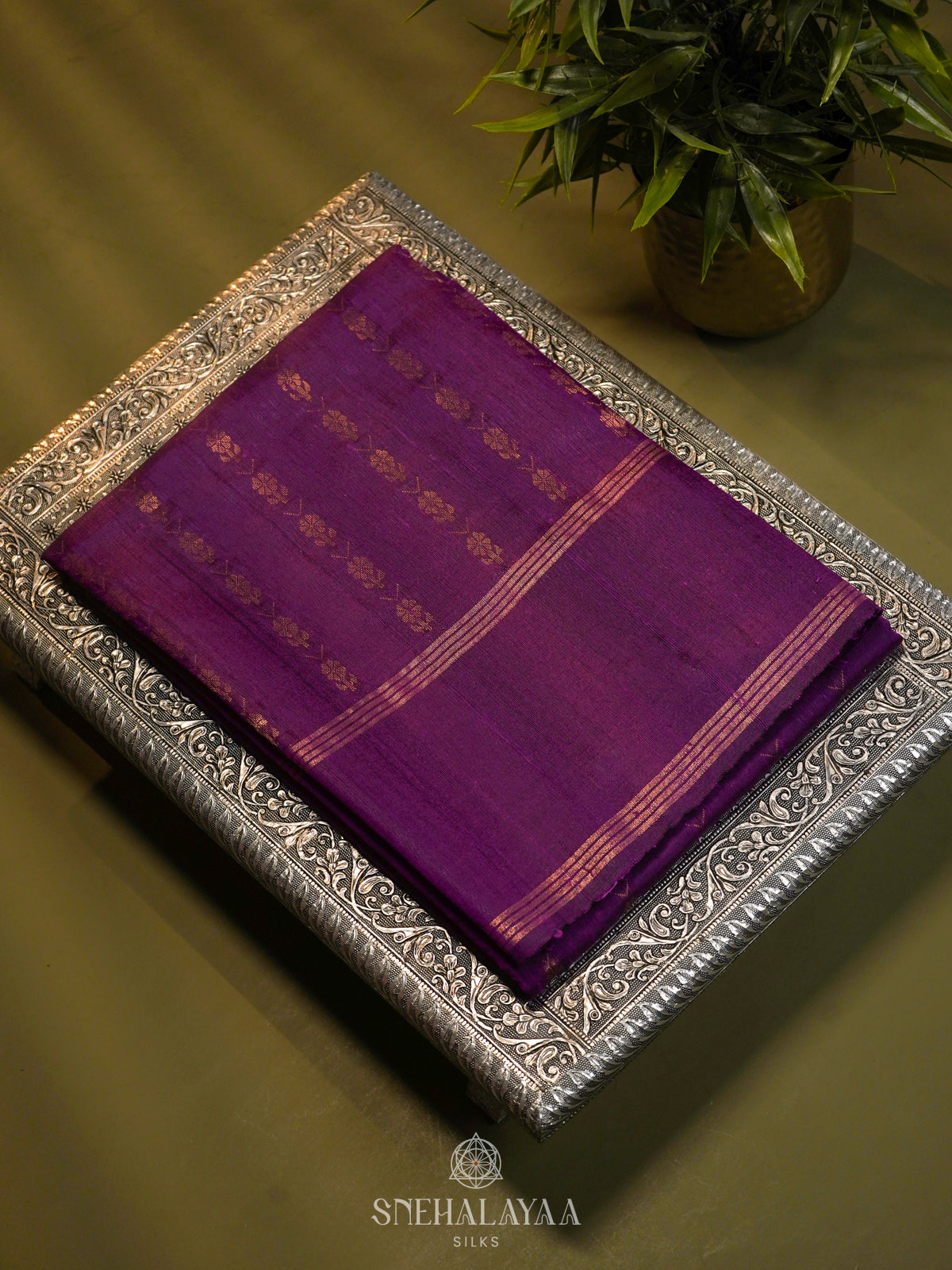 Magenta Dupion Silk Saree