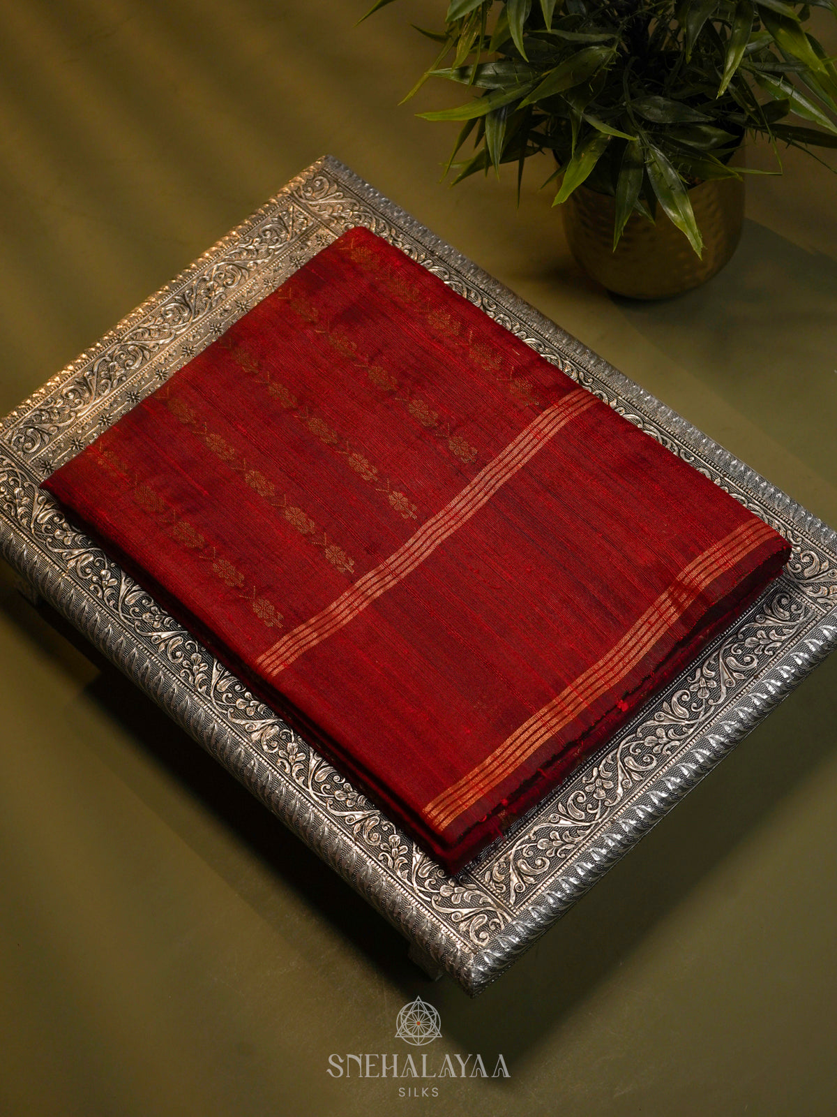 Red Dupion Silk Saree