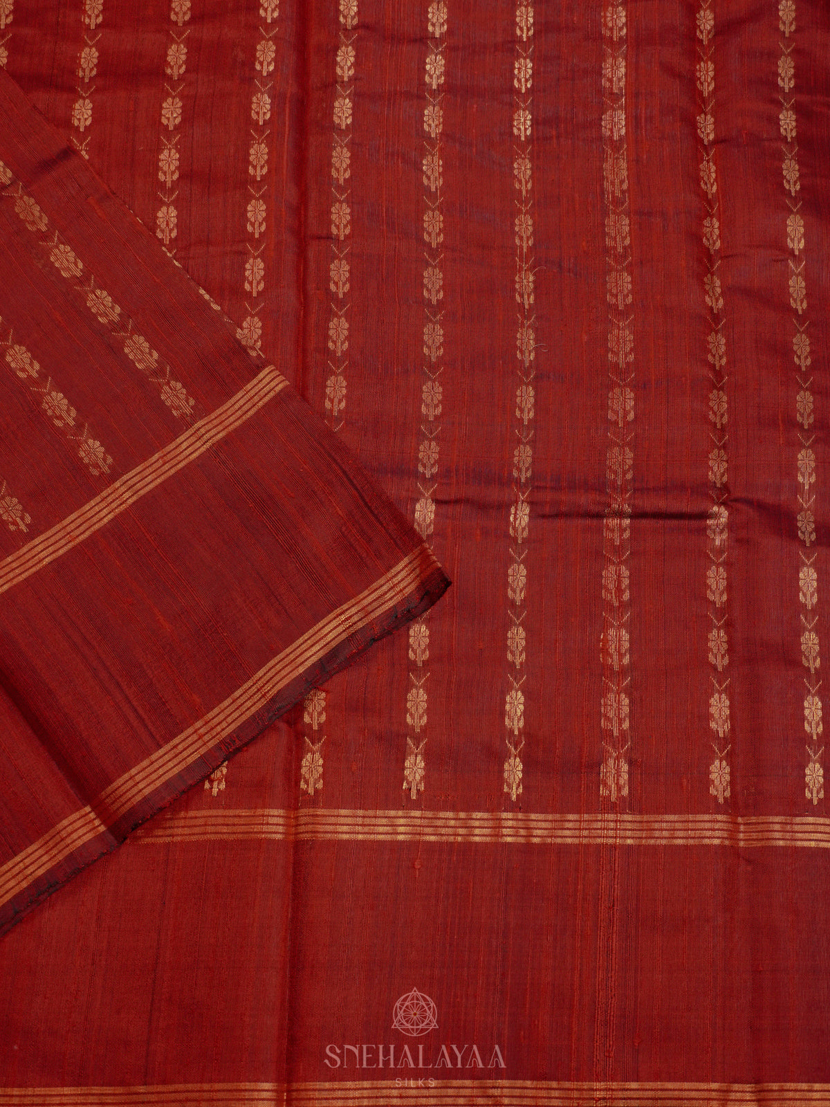 Red Dupion Silk Saree