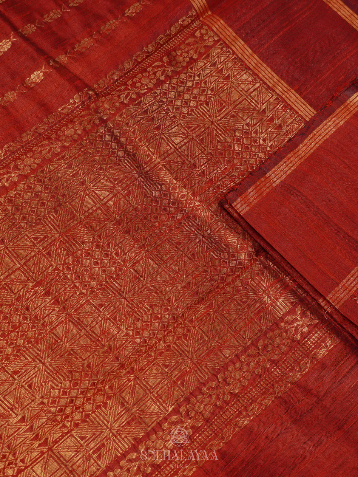 Red Dupion Silk Saree
