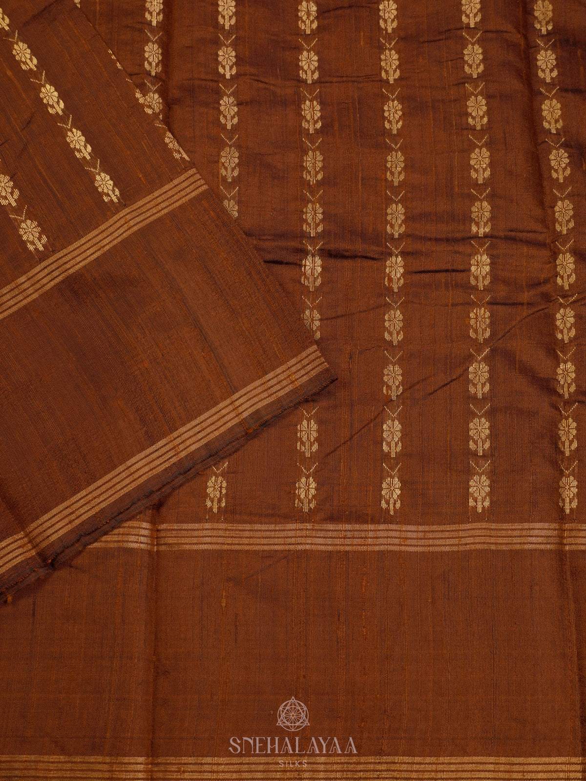 Brown Dupion Silk Saree