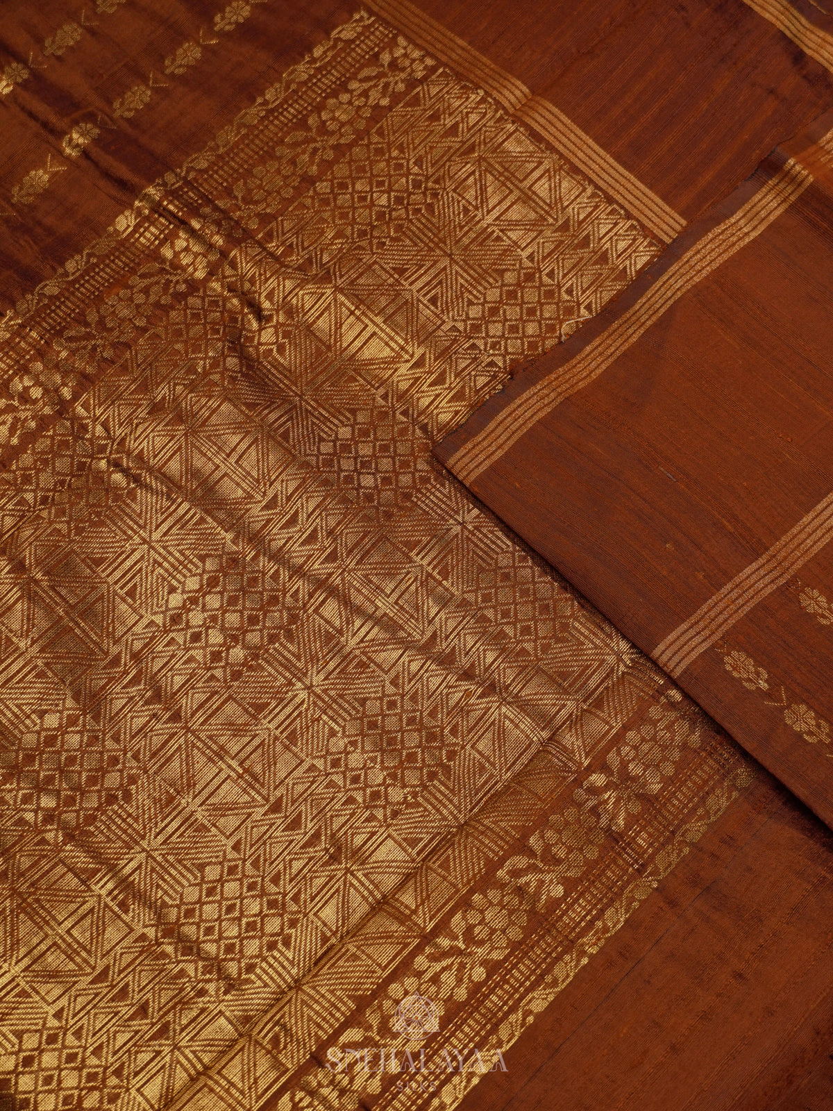 Brown Dupion Silk Saree