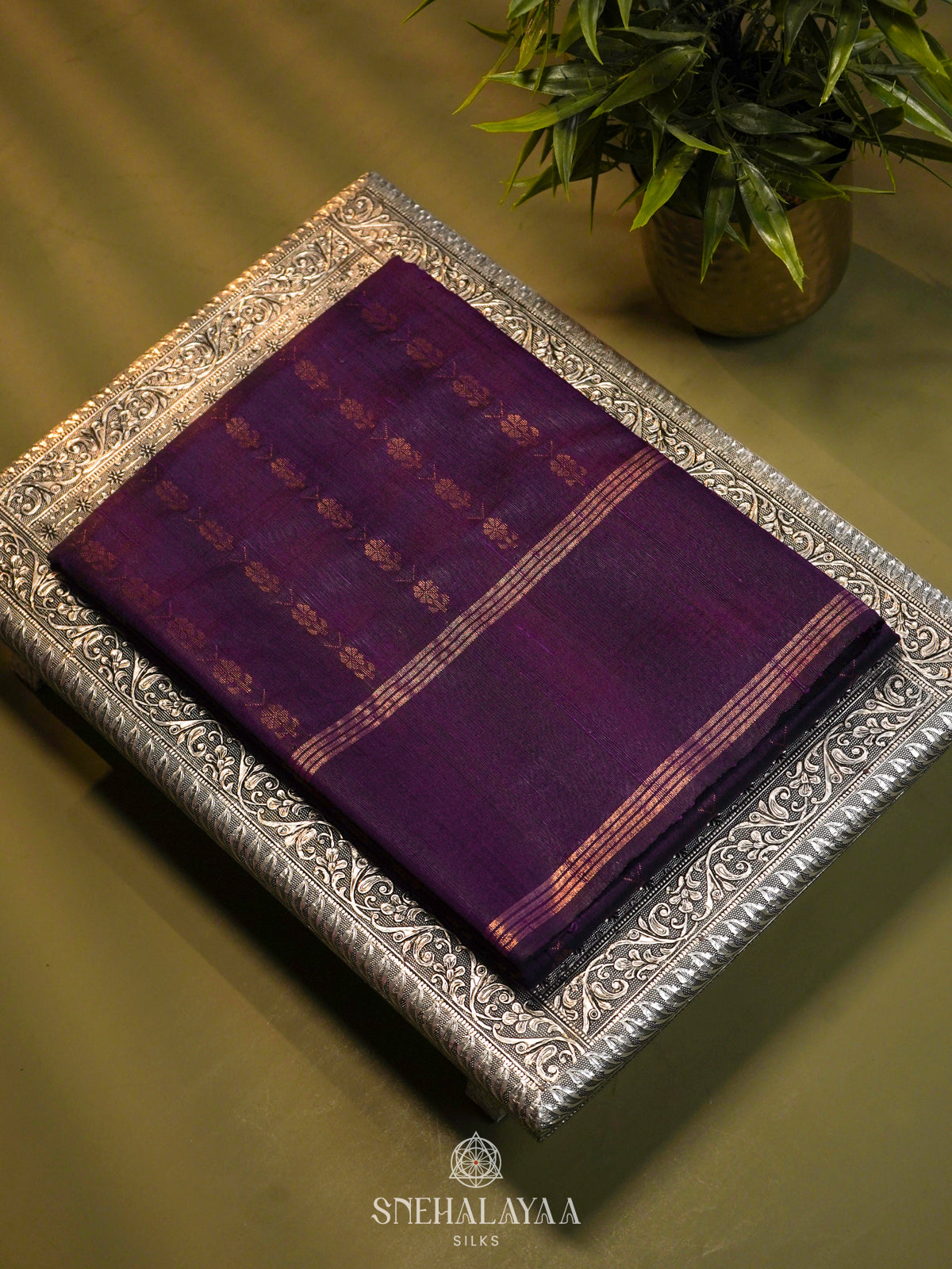 Purple Dupion Silk Saree