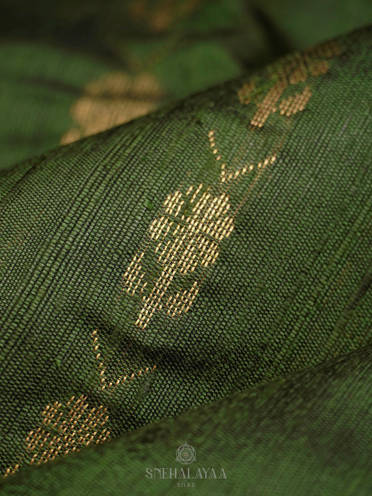 Forest Green Dupion Silk Saree