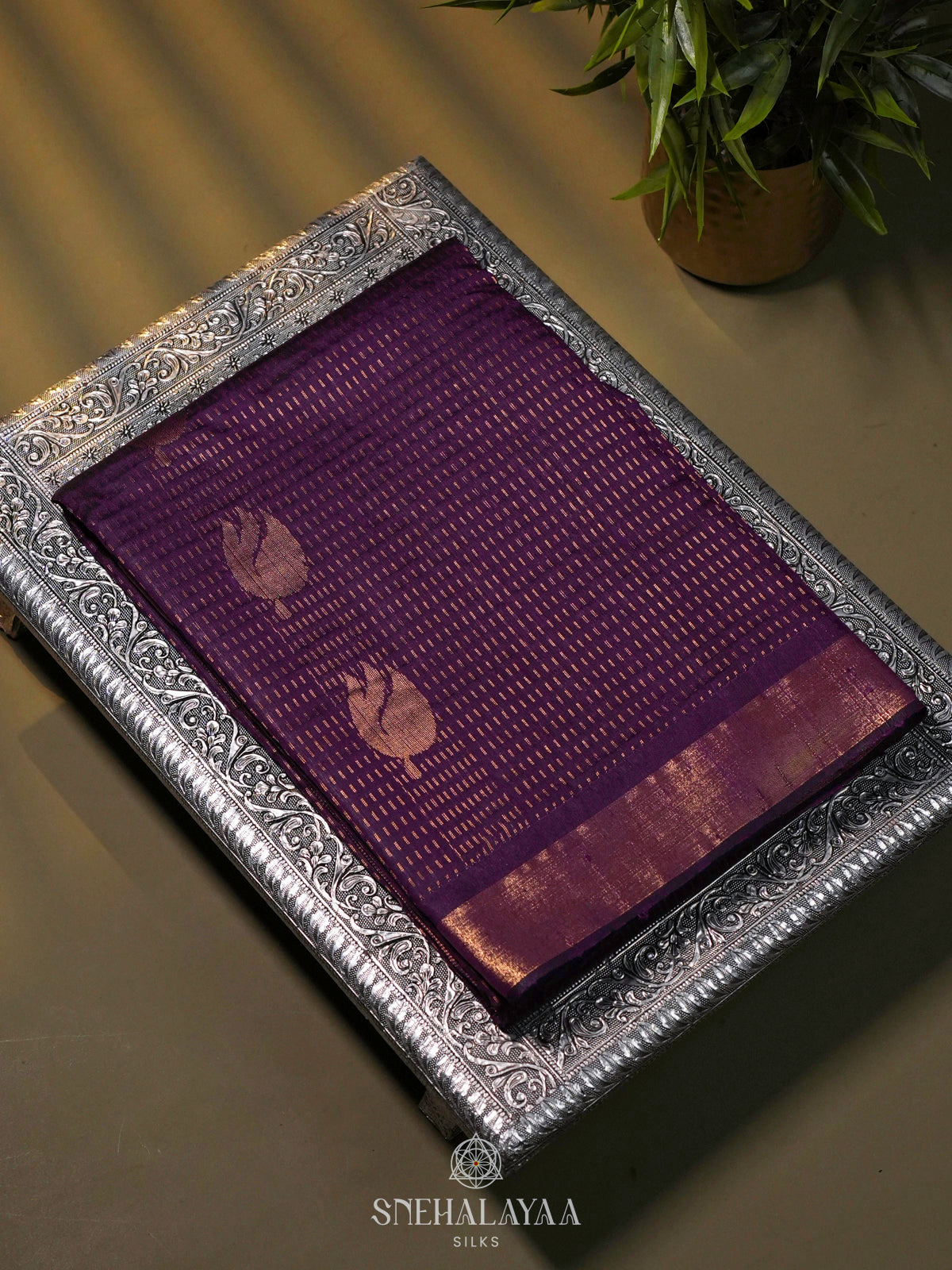 Purple Dupion Silk Saree