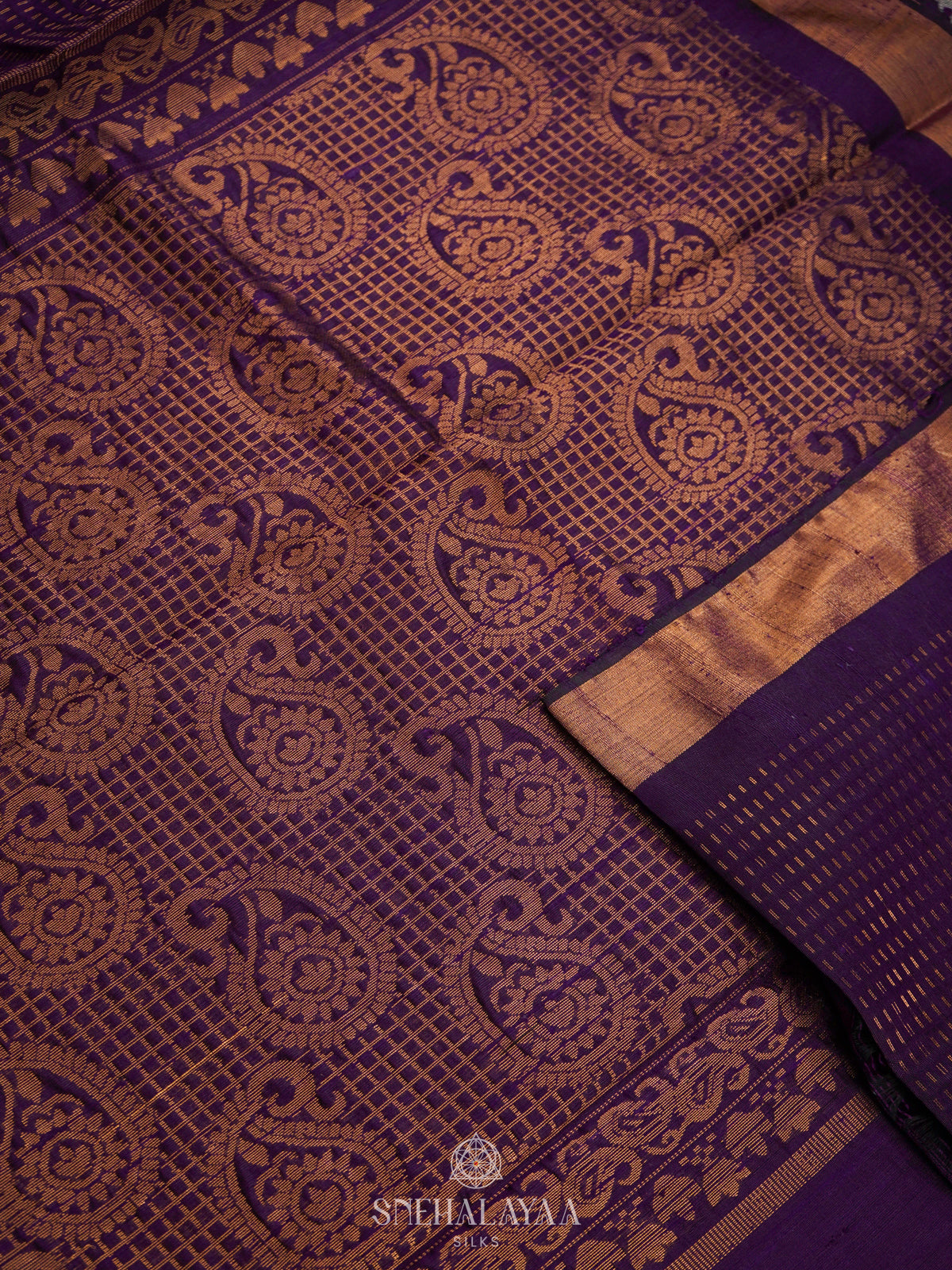 Purple Dupion Silk Saree