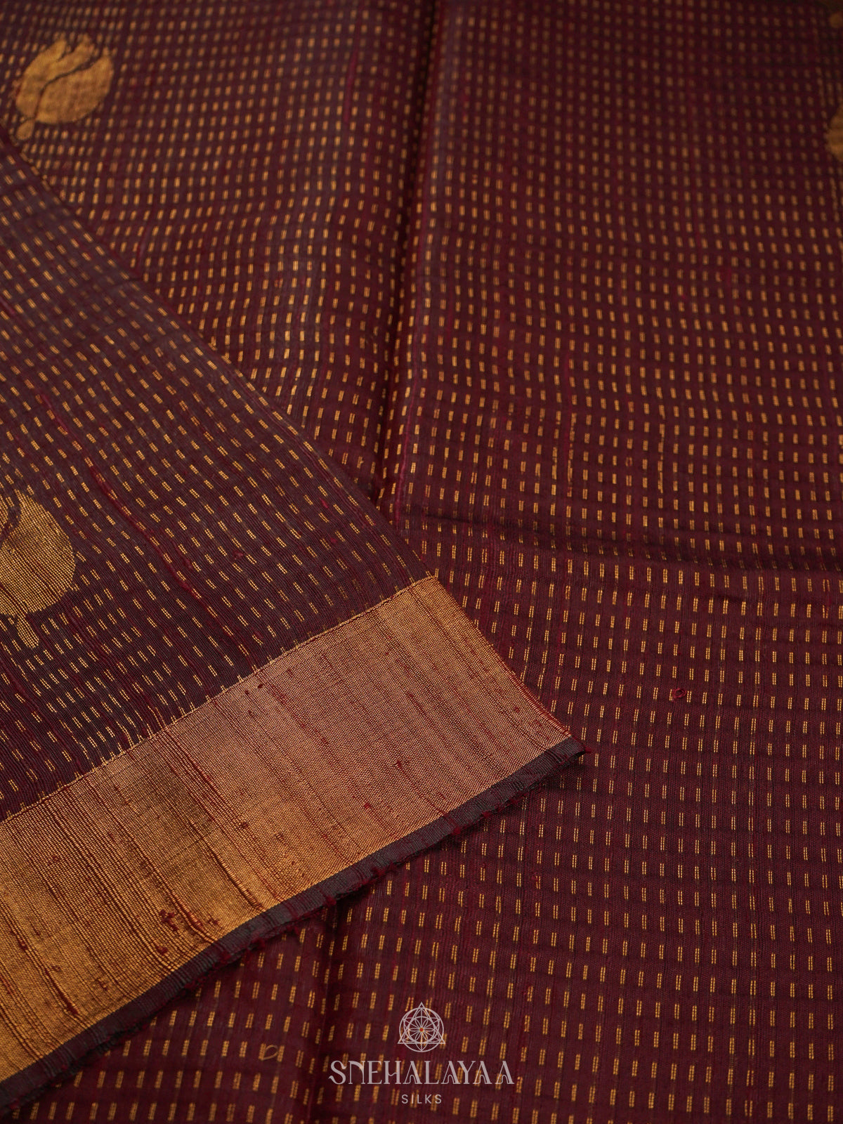 Brown Dupion Silk Saree