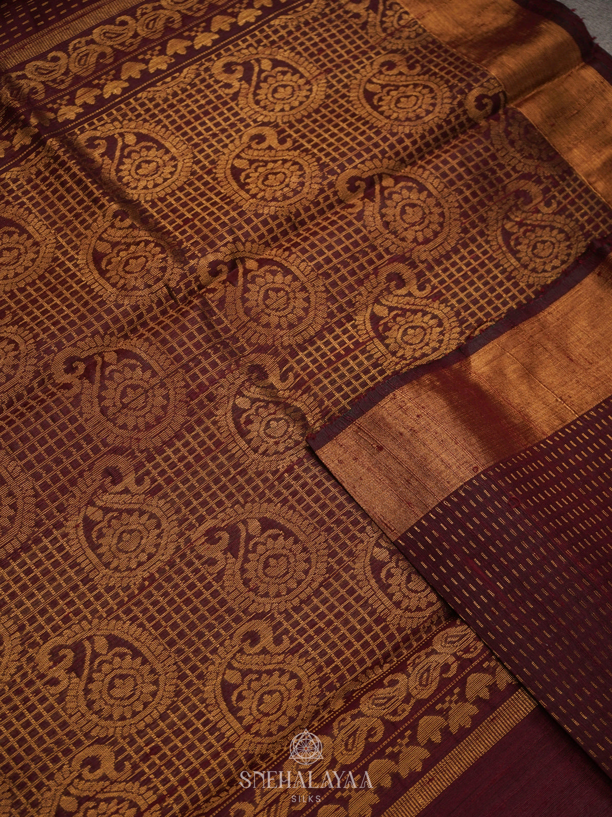 Brown Dupion Silk Saree