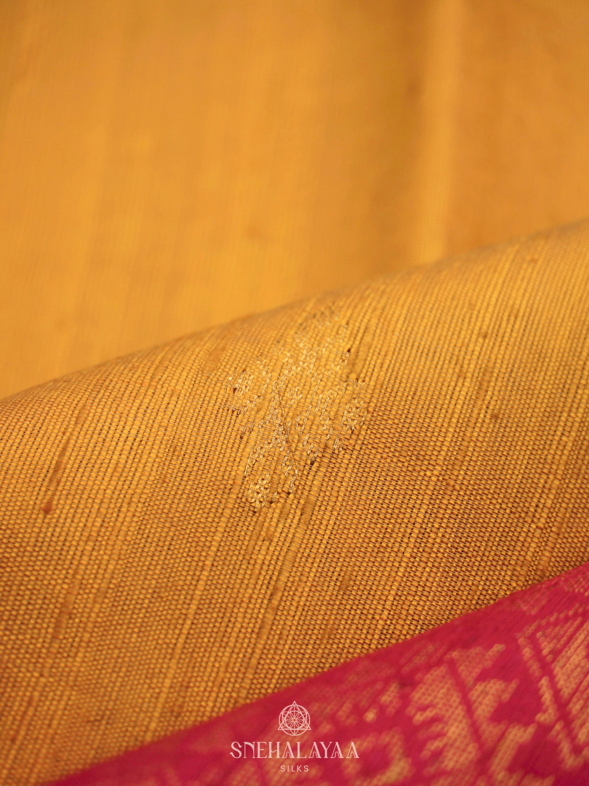 Mango Yellow Dupion Silk Saree