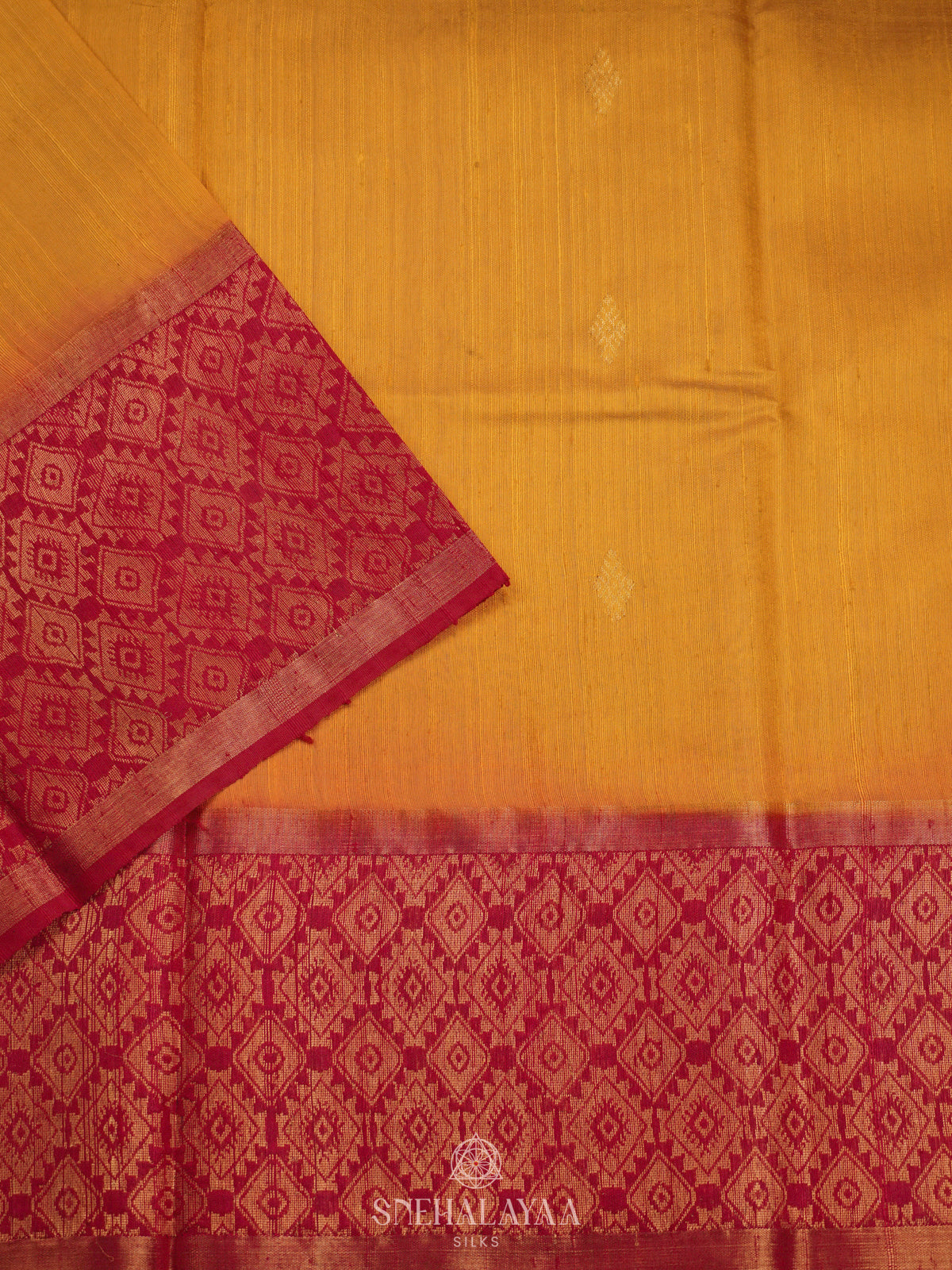 Mango Yellow Dupion Silk Saree