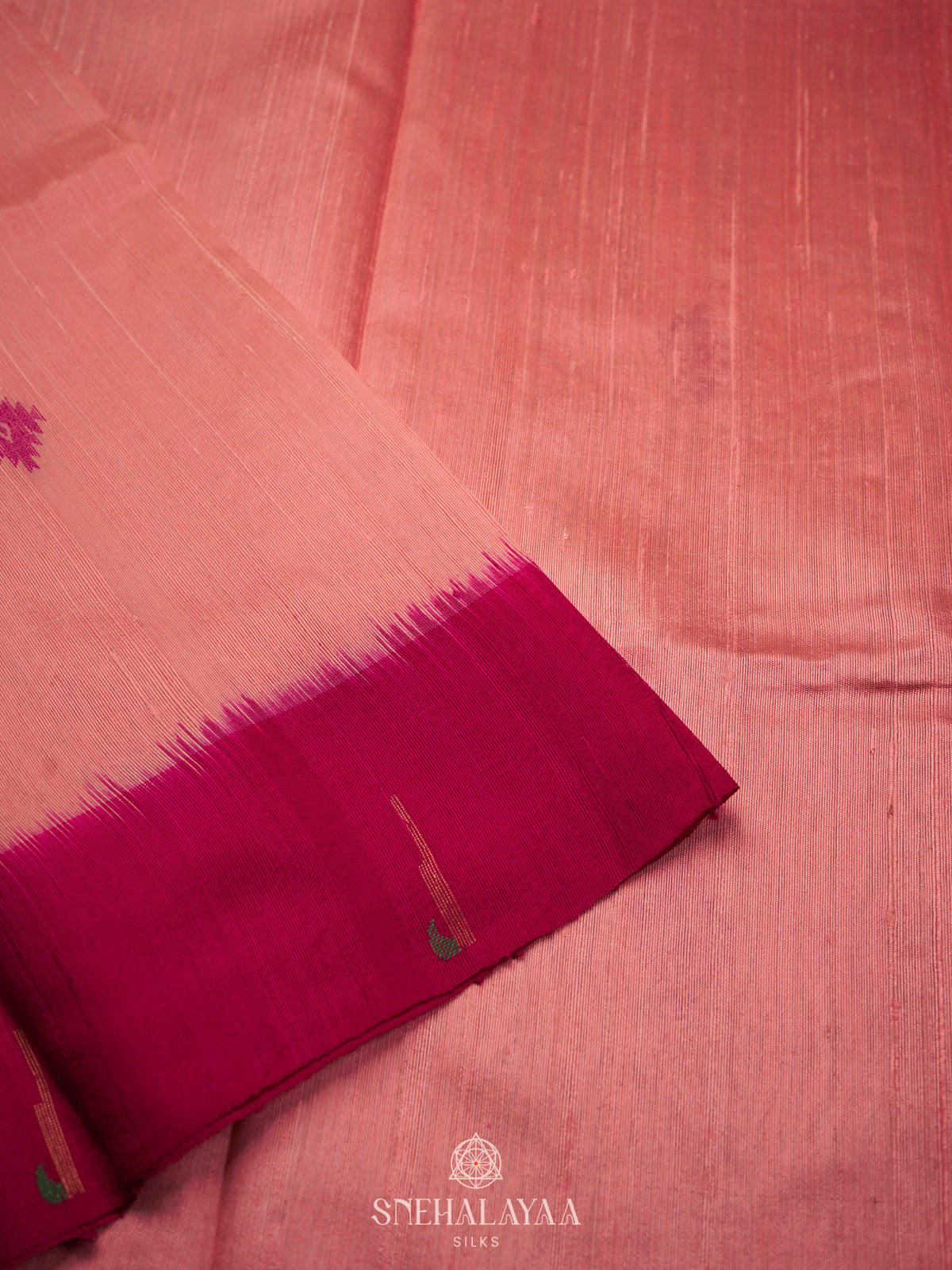 Peach Dupion Silk Saree