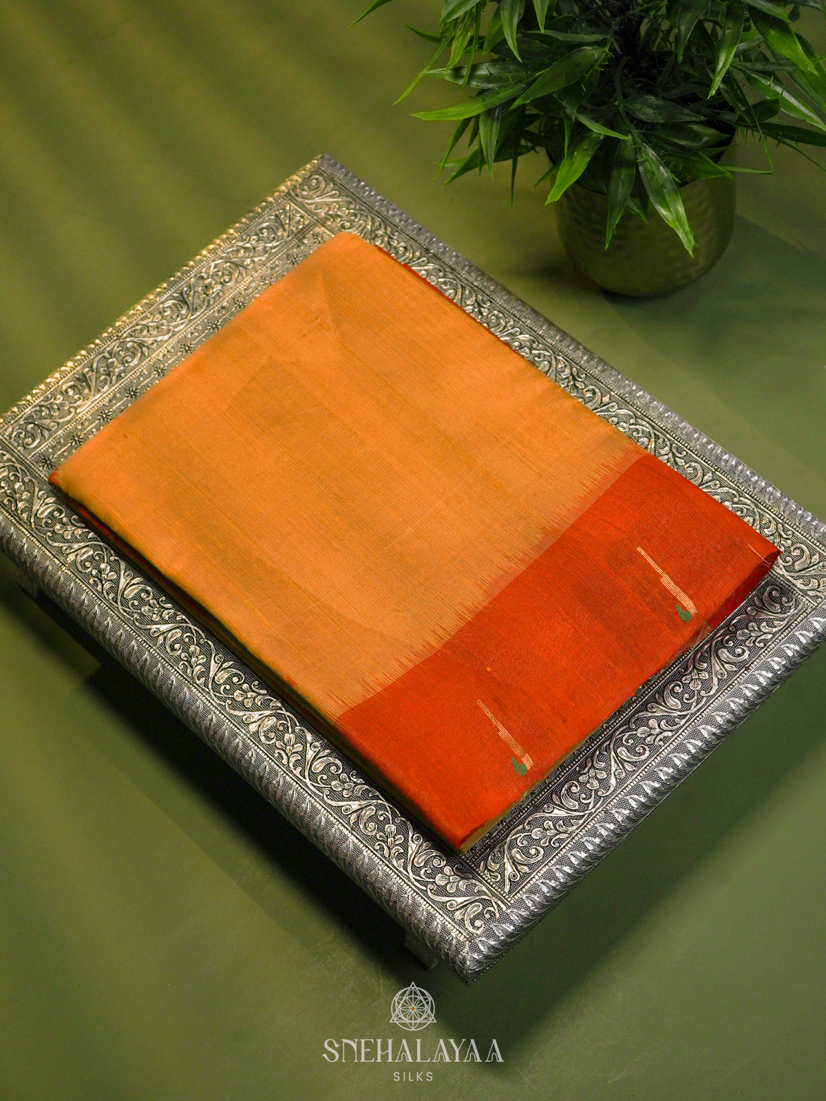 Pale Orange Dupion Silk Saree